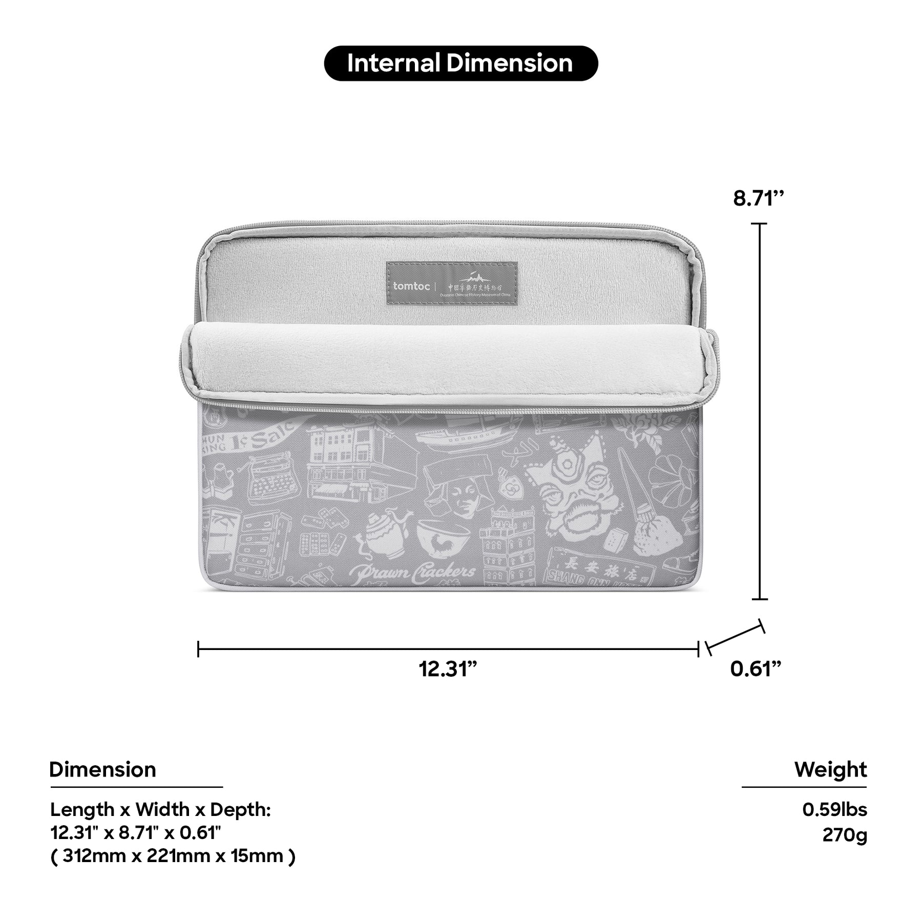 tomtoc OCHM 14 Inch Versatile 360 Protective Laptop Sleeve / MacBook Sleeve - Gray