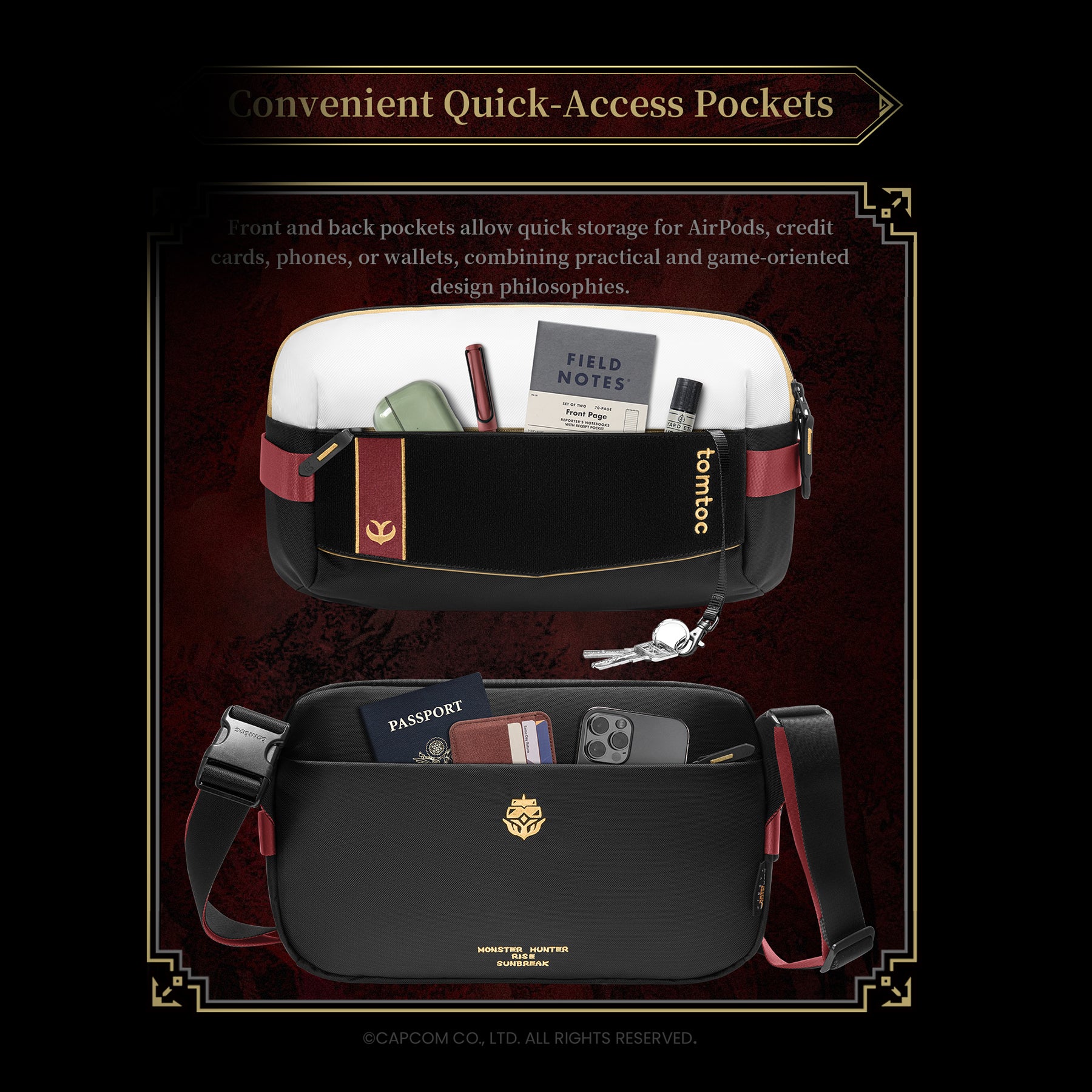 tomtoc Monster Hunter Royal Order Sling Bag - M