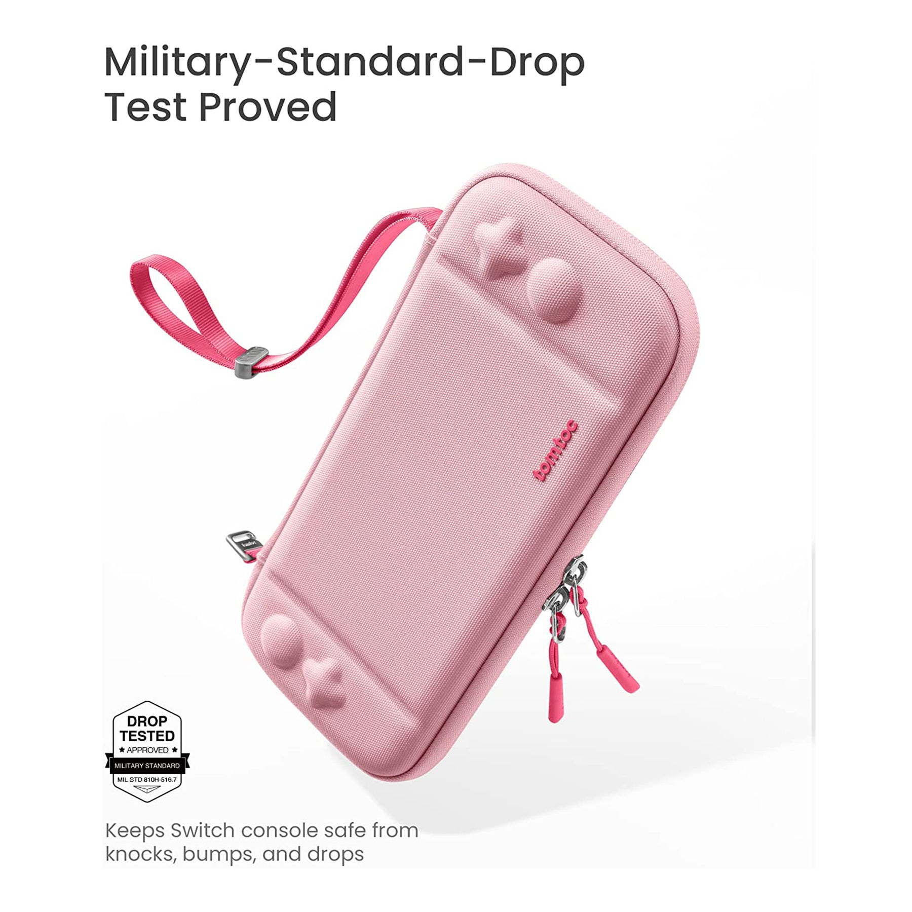 tomtoc Slim Protective Carrying Case with 10 Game Cartridges - Nintendo Switch & OLED Model - Pink Puff