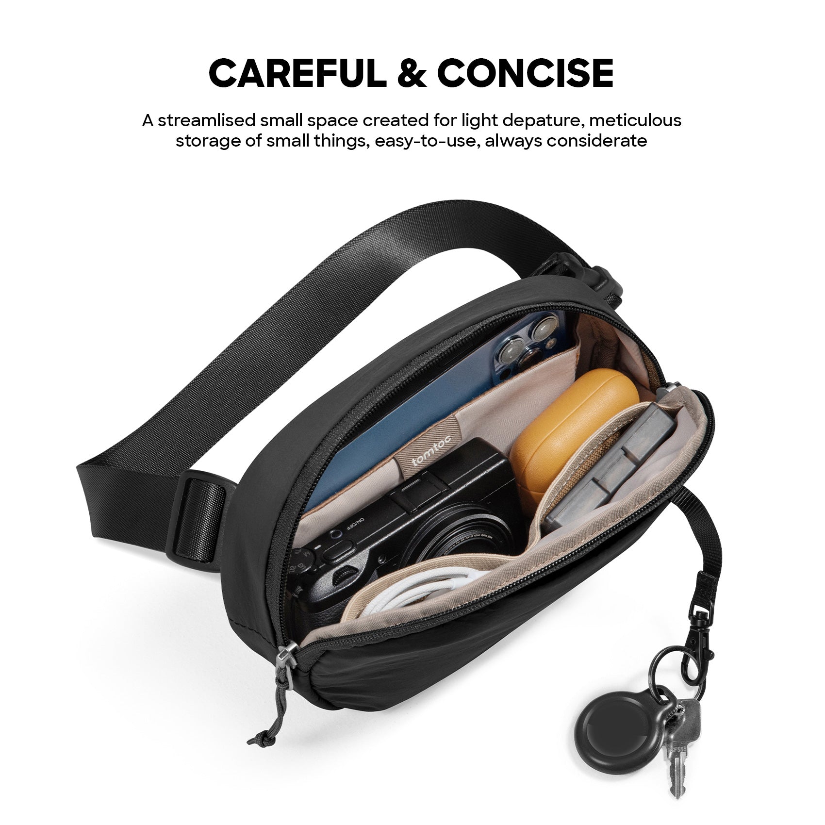 tomtoc T32 1.5L Slingbean Belt Bag / Crossbody Bag / Sling Bag / Waist Bag with RFID Blocking - Caramel