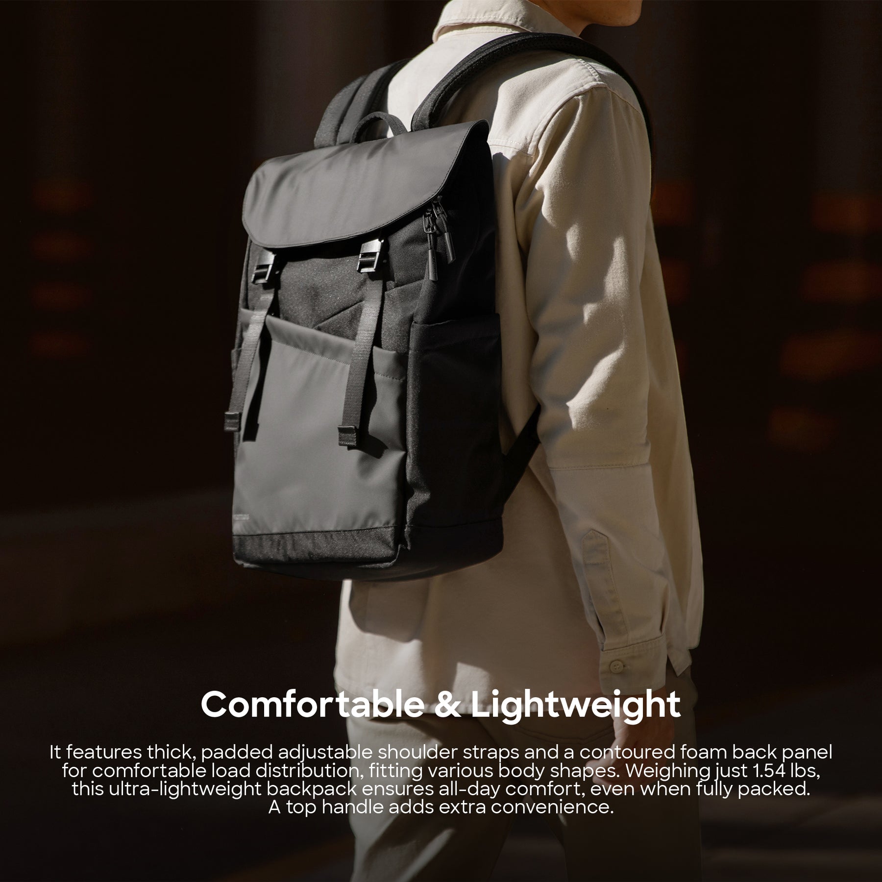 tomtoc 16 Inch Flap Lightweight & Water-Resistant Laptop Backpack - Meteorite