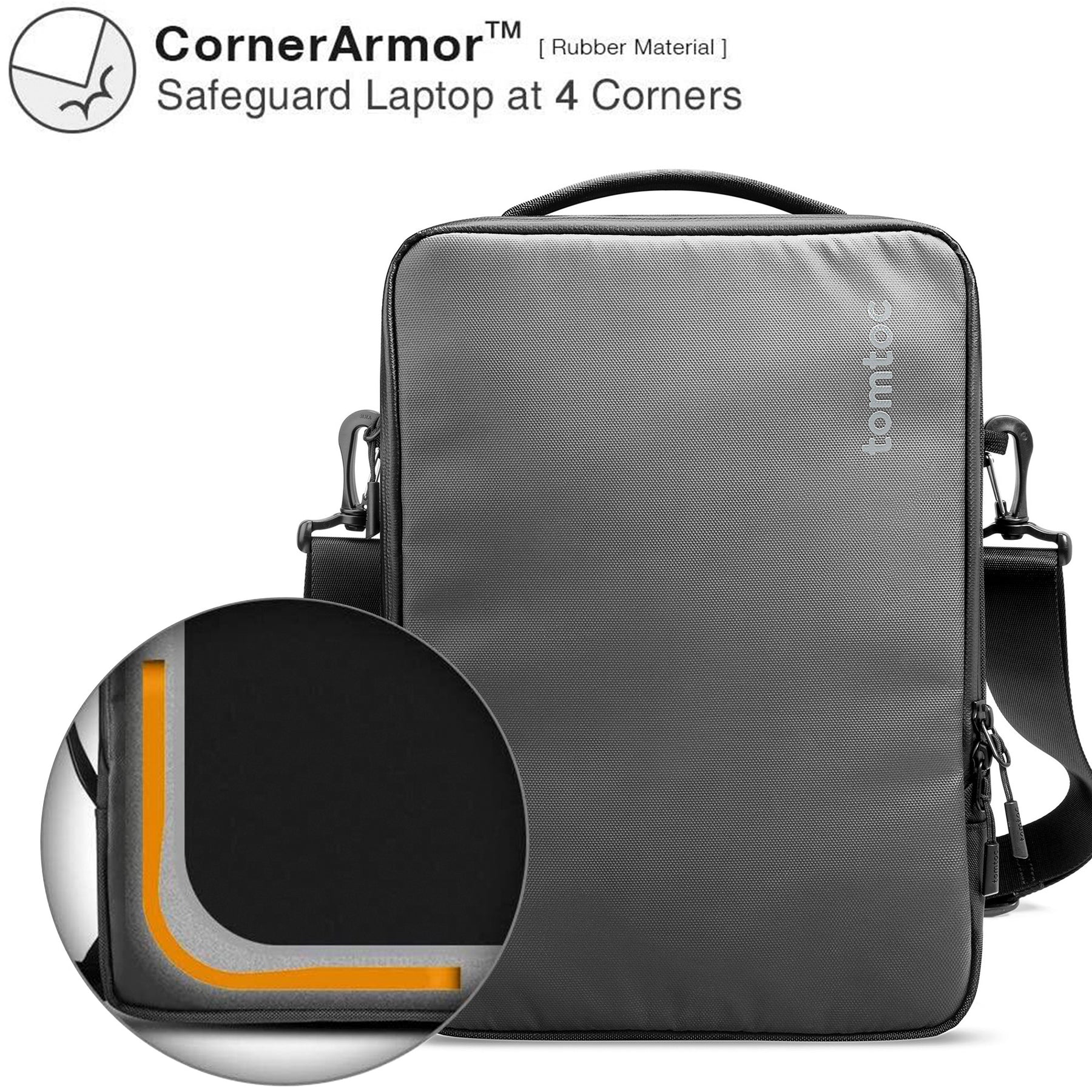 tomtoc DefenderACE-A04 Laptop Black Shoulder Bag for MacBook Pro 14 Inch