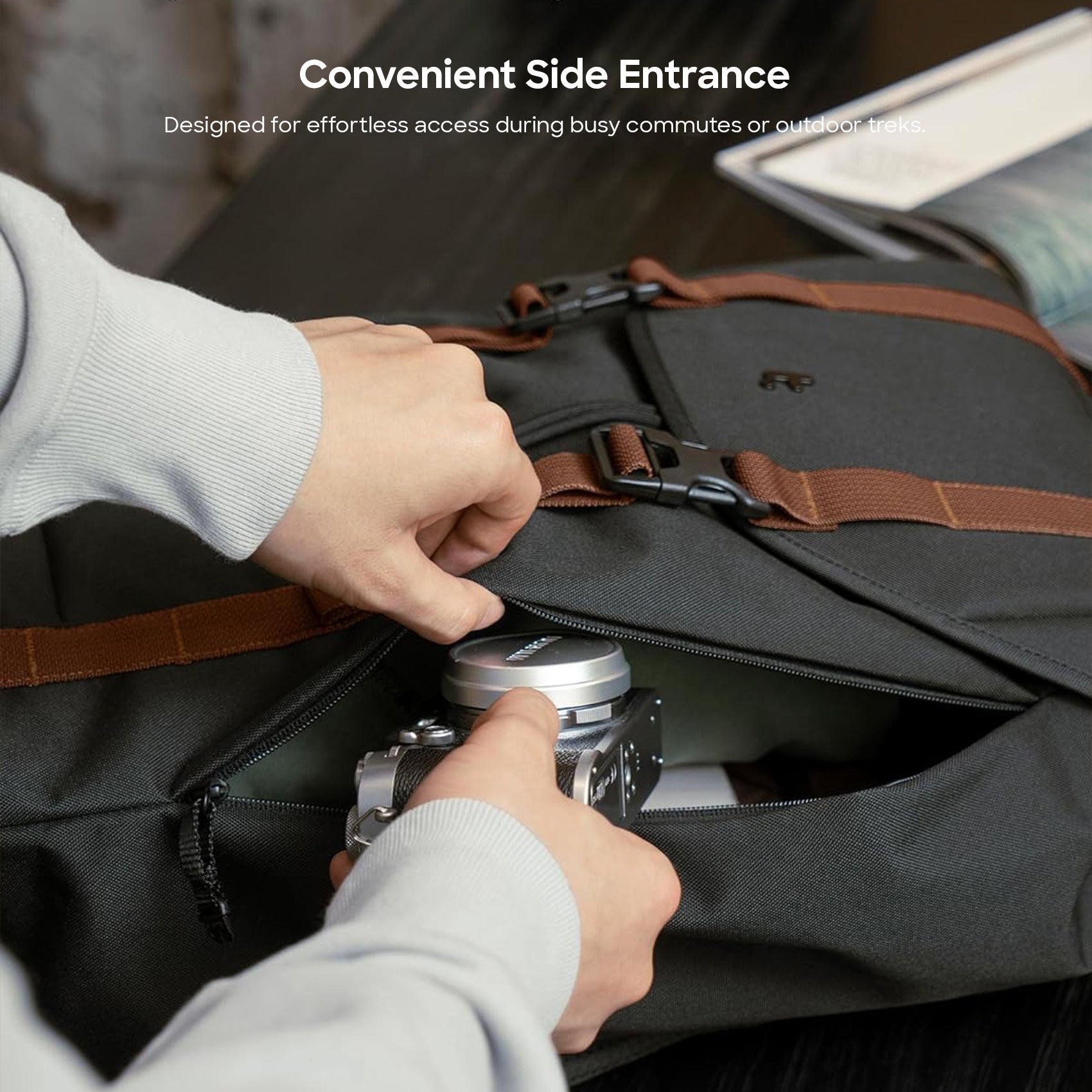 tomtoc 15.6 Inch VintPack Flap Laptop Backpack - Black