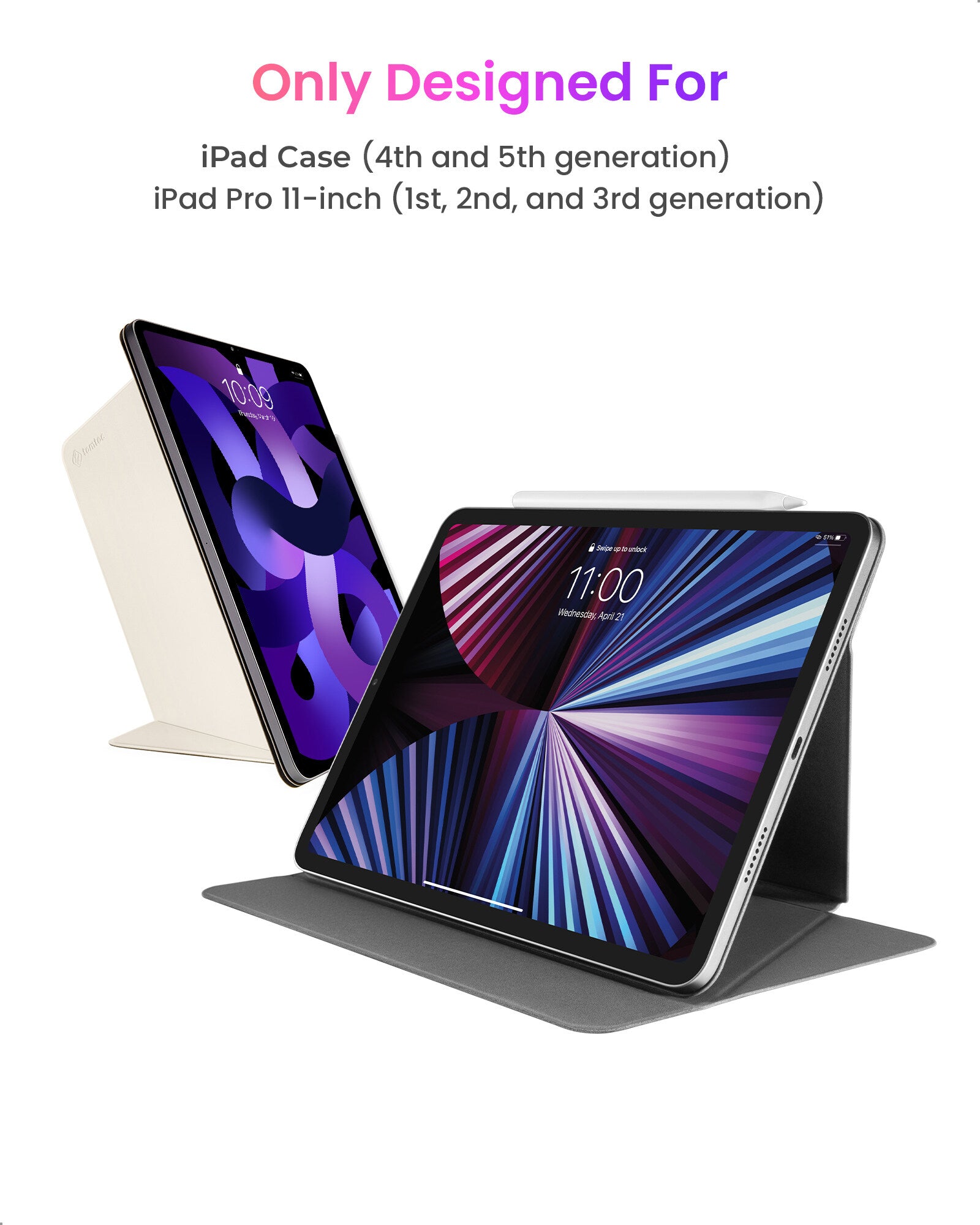 tomtoc 11 Inch Ultra Slim Lightweight Magnetic Case - White