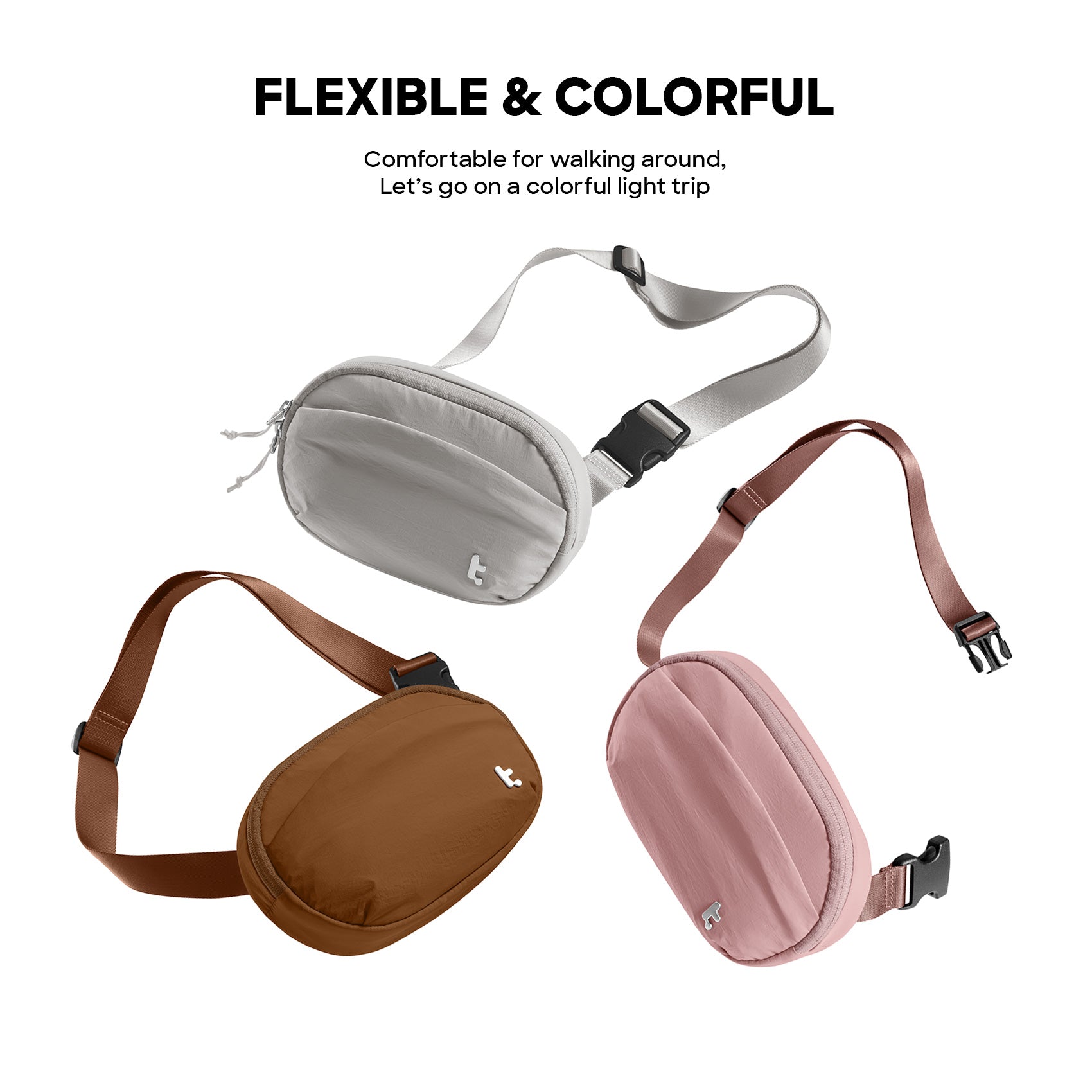 tomtoc T32 1.5L Slingbean Belt Bag / Crossbody Bag / Sling Bag / Waist Bag with RFID Blocking - Caramel
