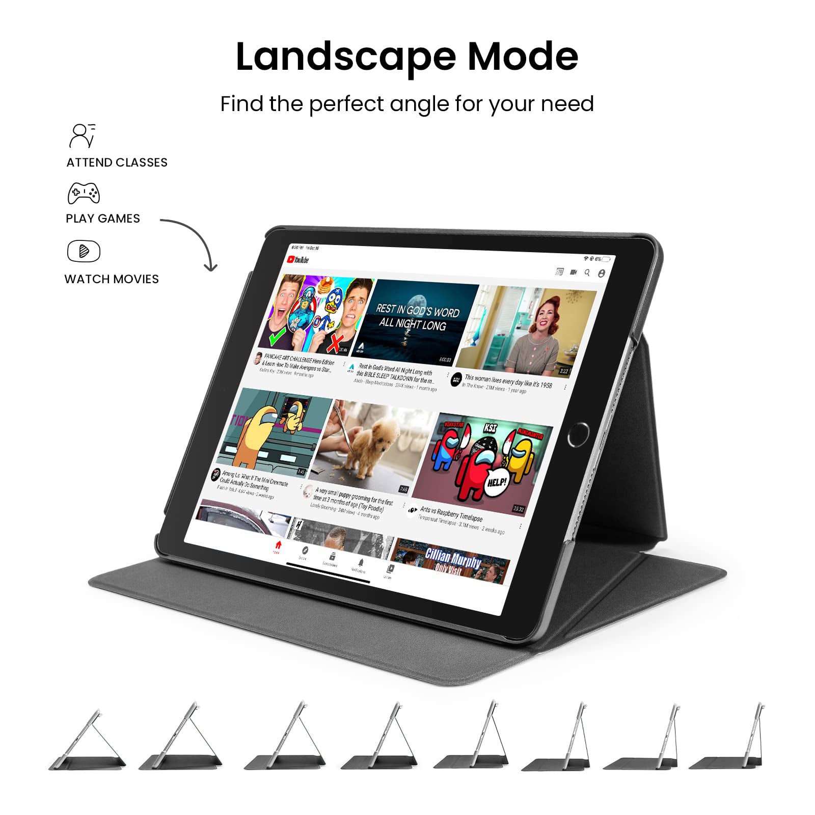 tomtoc 10.2 Inch Protective Smart-Tri Case - iPad 9th Gen 2019-2021 - Gray