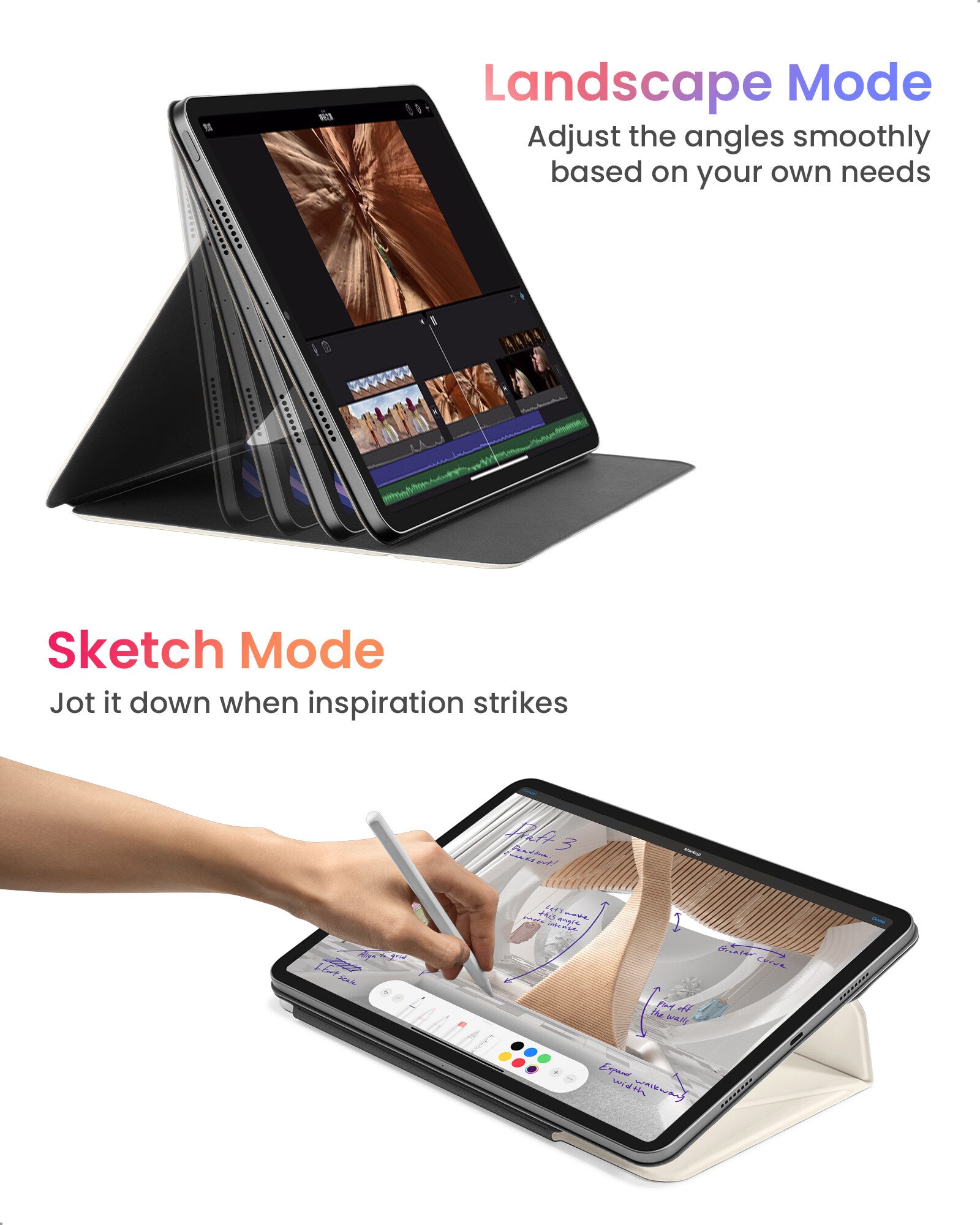 tomtoc 11 Inch Ultra Slim Lightweight Magnetic Case - White