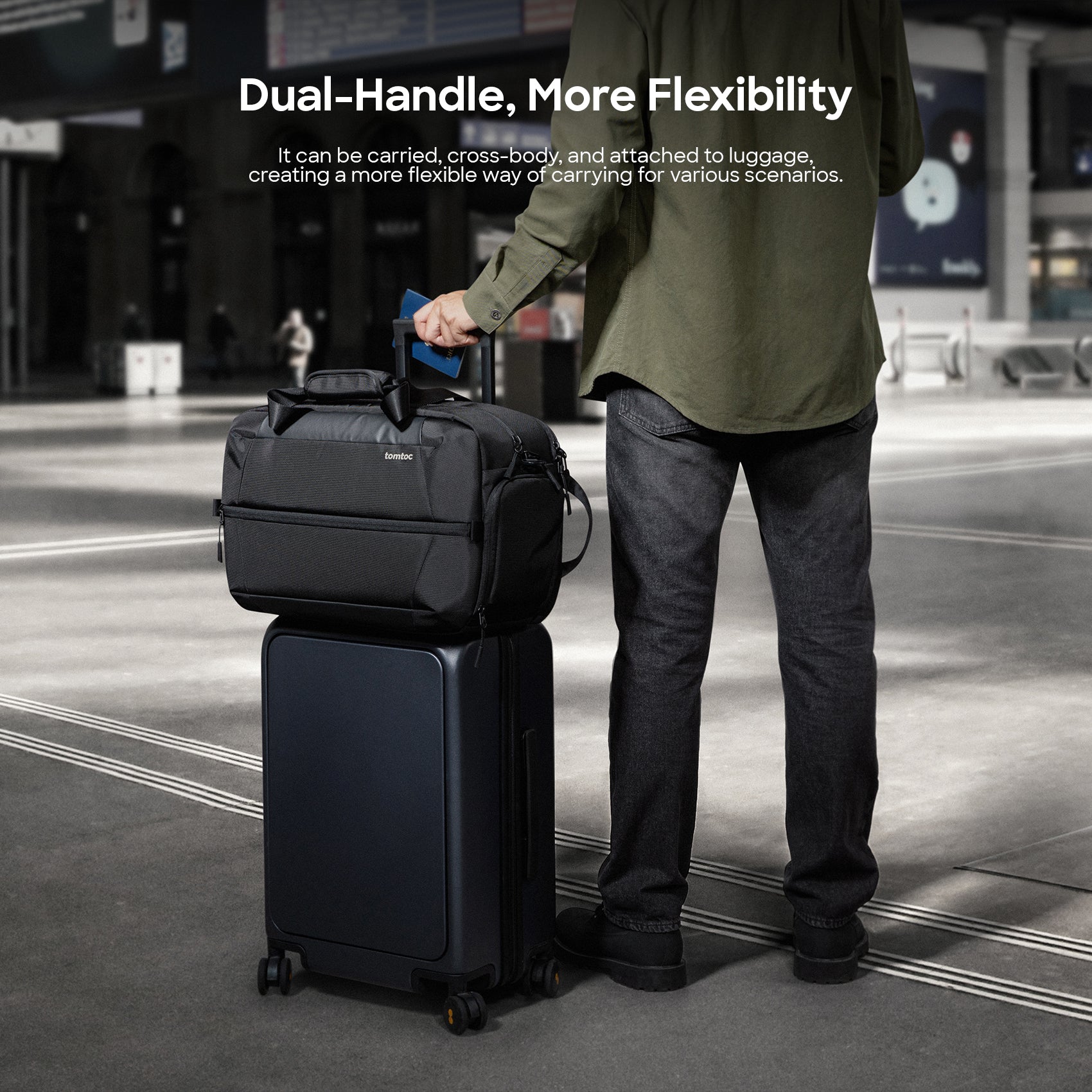 tomtoc 30L Navigator Duffel Bag / Travel Bag / Waterproof Multifunction Bag - 14 Inch MacBook / 12.9 Inch iPad - Black