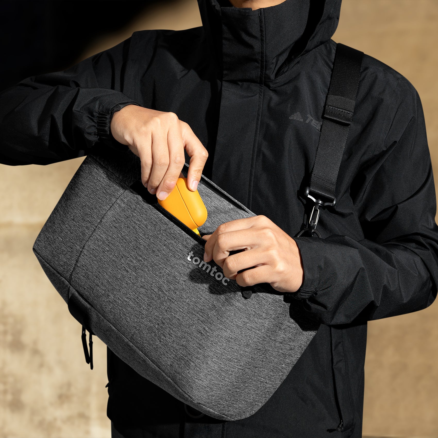 tomtoc 14 Inch Croxbody Shoulder Bag / Sling Bag / Crossbody bag / Men Bag - Gray