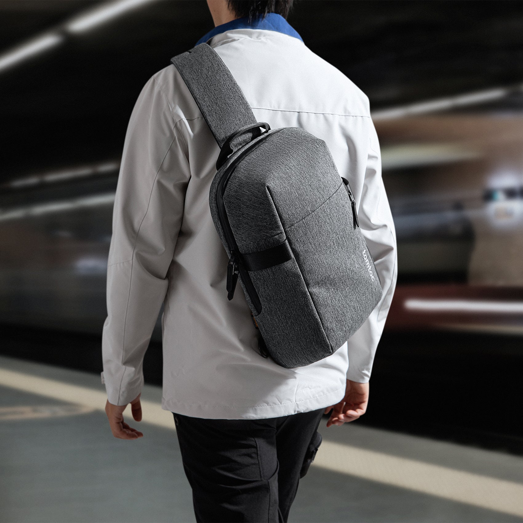 tomtoc 14 Inch Croxbody Shoulder Bag / Sling Bag / Crossbody bag / Men Bag - Gray