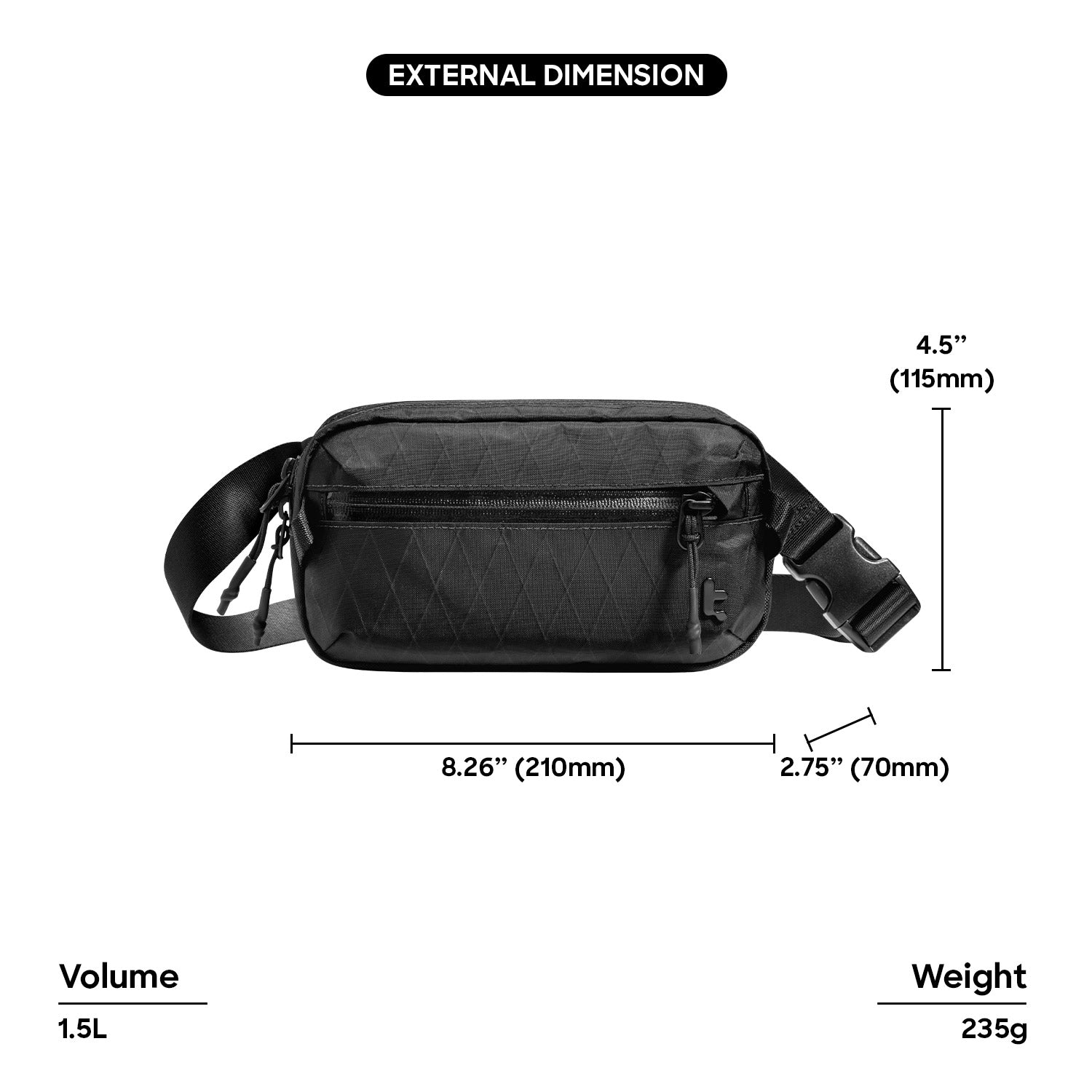 tomtoc Aviator-T35 X-Pac Chest Bag 2.5L