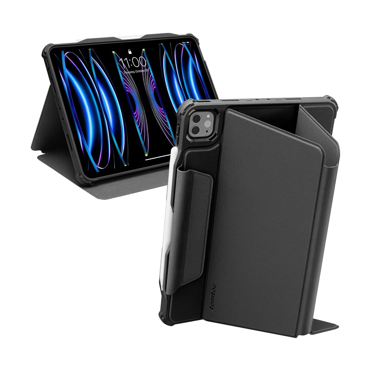 tomtoc 11 Inch iPad Pro Wireless Apple Pencil Charging / Detachable Protective Case - Leather Black