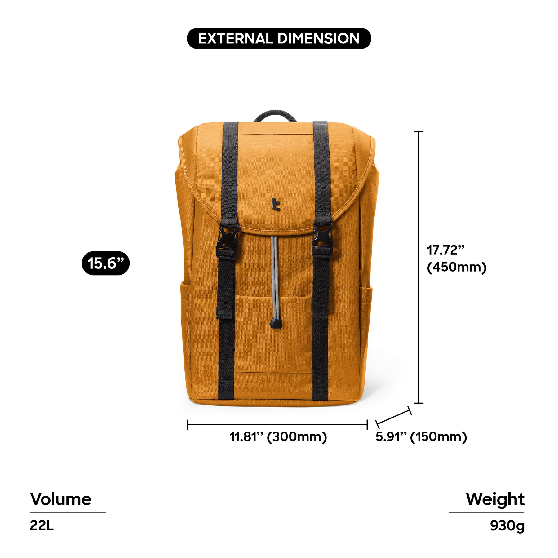 tomtoc 15.6 Inch VintPack Flap Laptop Backpack - Dark