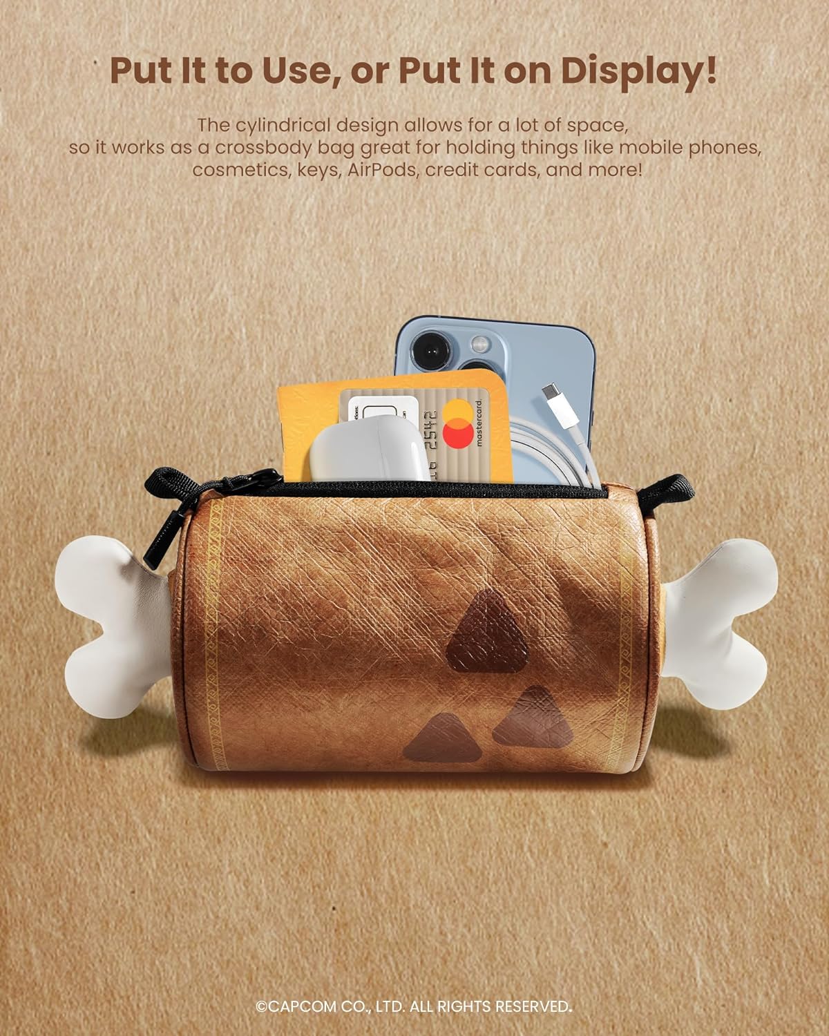 tomtoc Monster Hunter Steak Daily - Mini Crossbody Bag / Shoulder Bag / Sling Bag - Brown