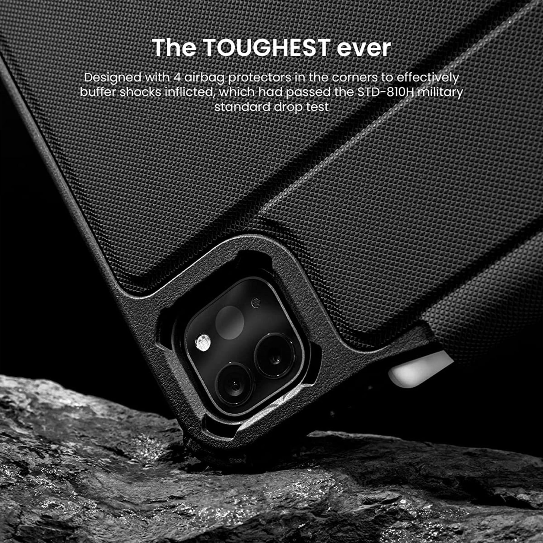 tomtoc 12.9 Inch iPad Pro Detachable Protective Case - Diamond Black