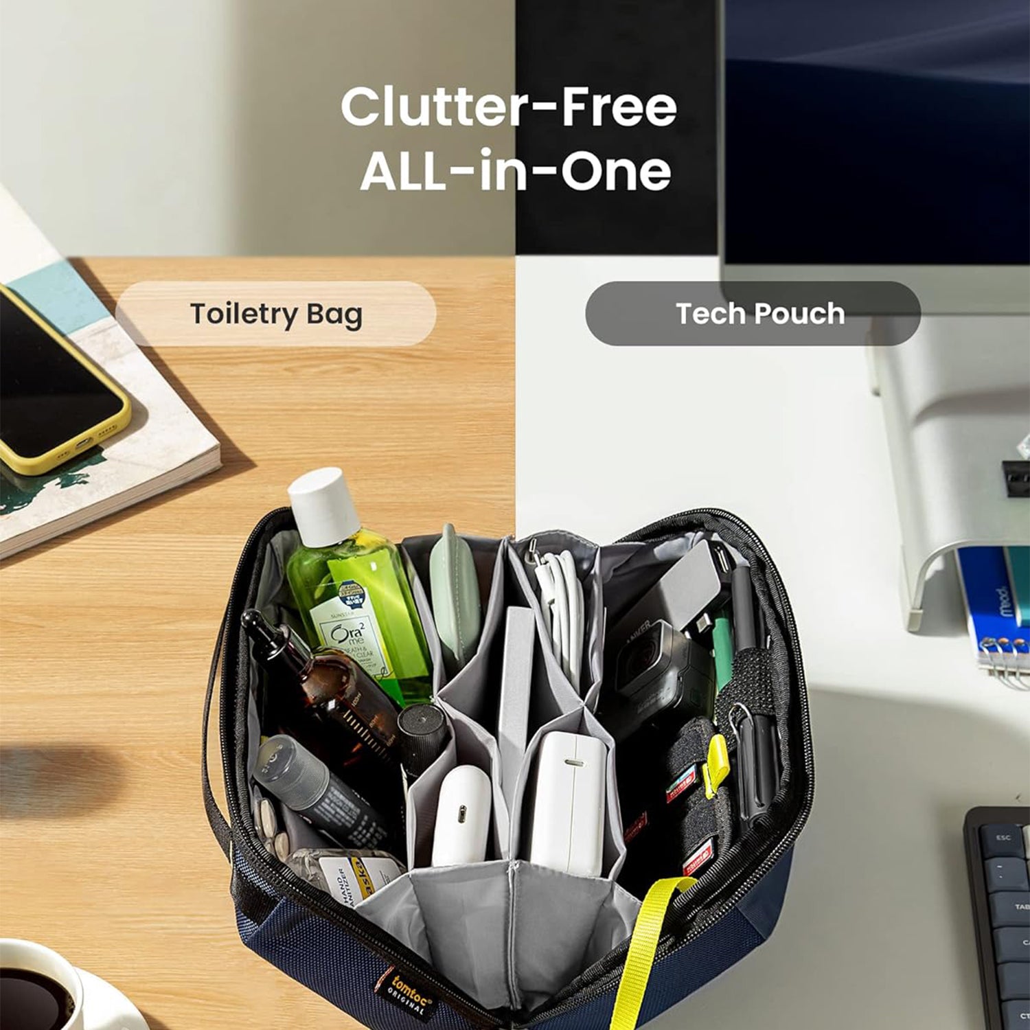 tomtoc Accessories Tech Pouch Water-Resistant Storage Bag - Black