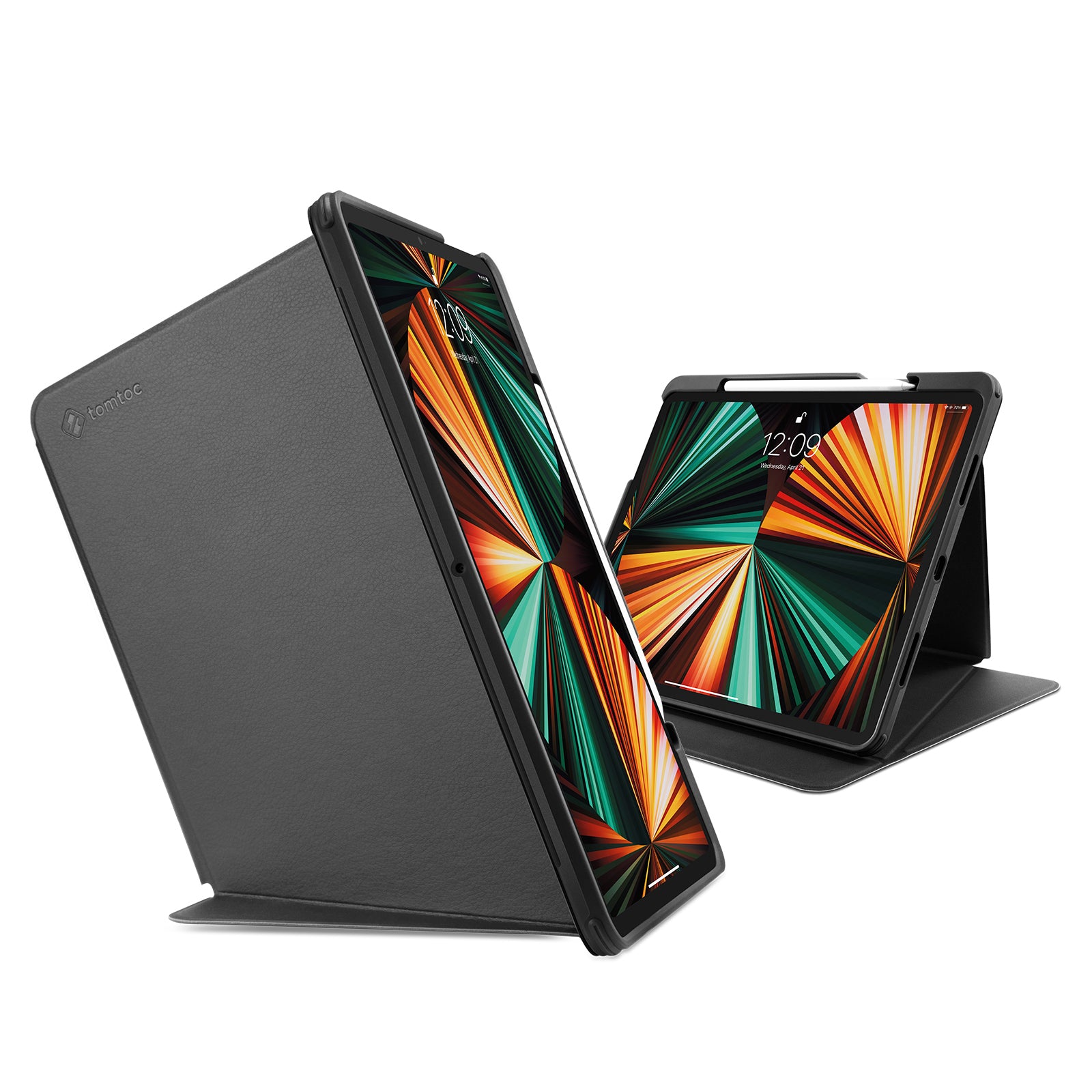 tomtoc 12.9 Inch Trifold Vertical Case - Black