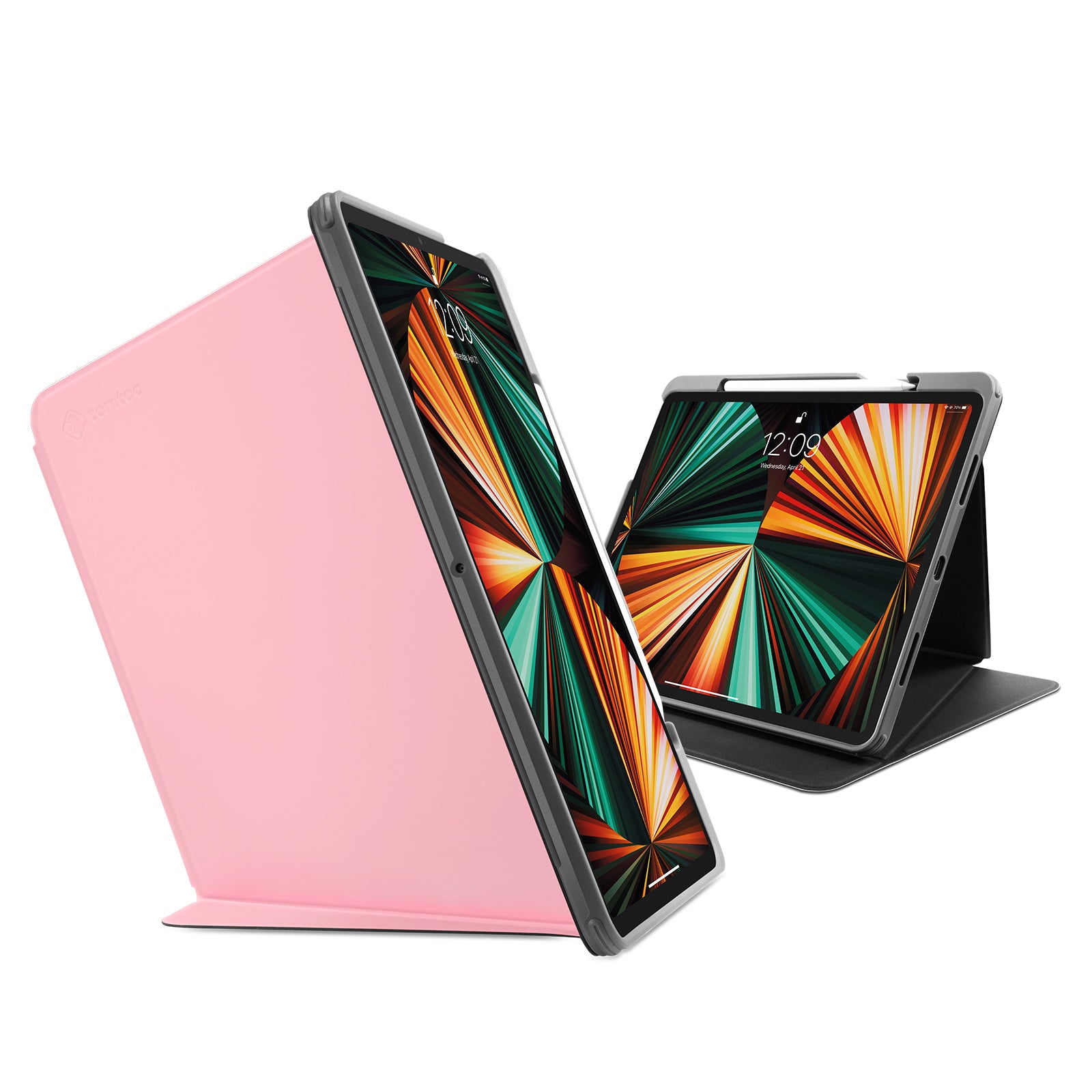 tomtoc 12.9 Inch Trifold Vertical Case - Sakura Pink