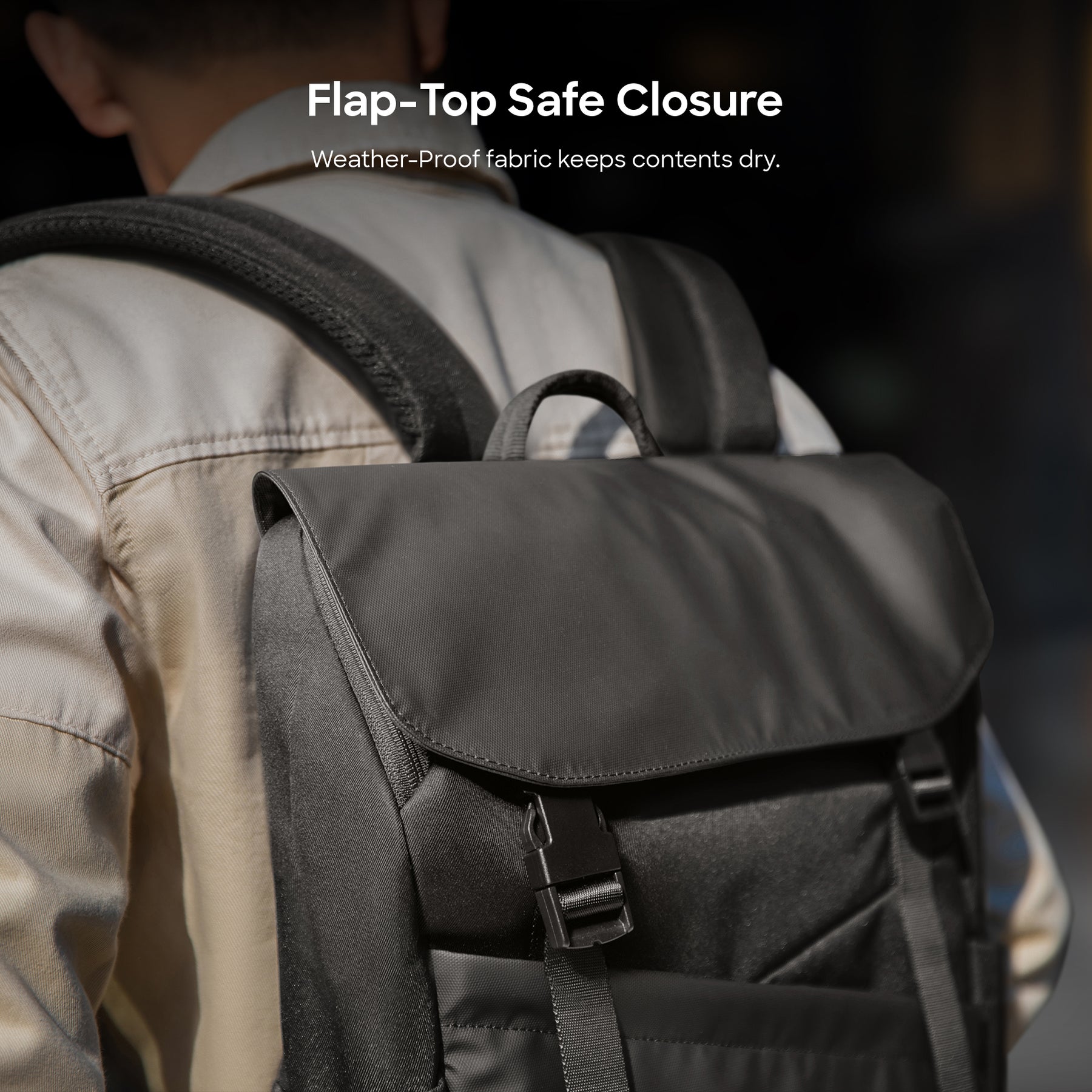 tomtoc 16 Inch Flap Lightweight & Water-Resistant Laptop Backpack - Meteorite