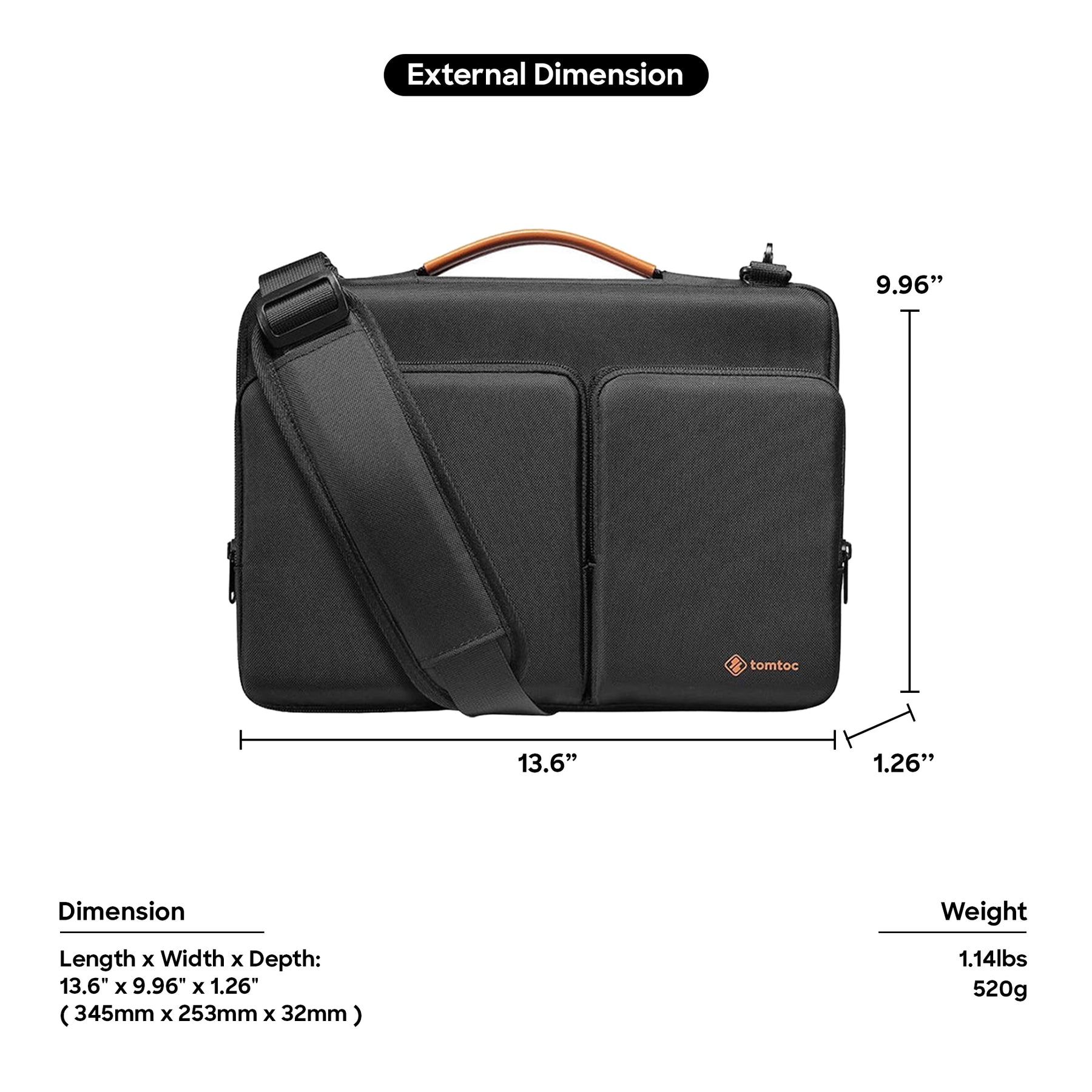 tomtoc 14 Inch Versatile Laptop Messenger Bag - Gray