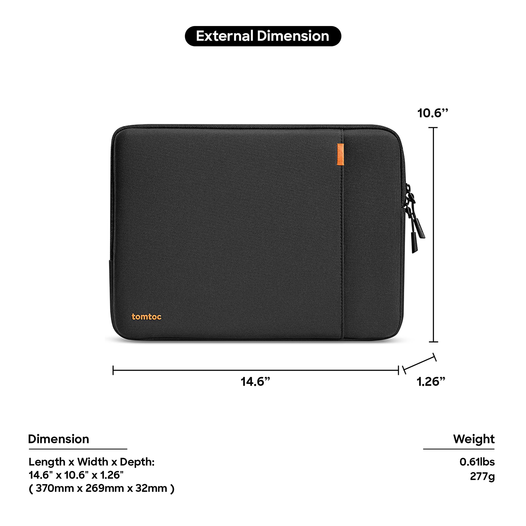 tomtoc Defender-A13 Laptop Sleeve for MacBook Air 15 Inch