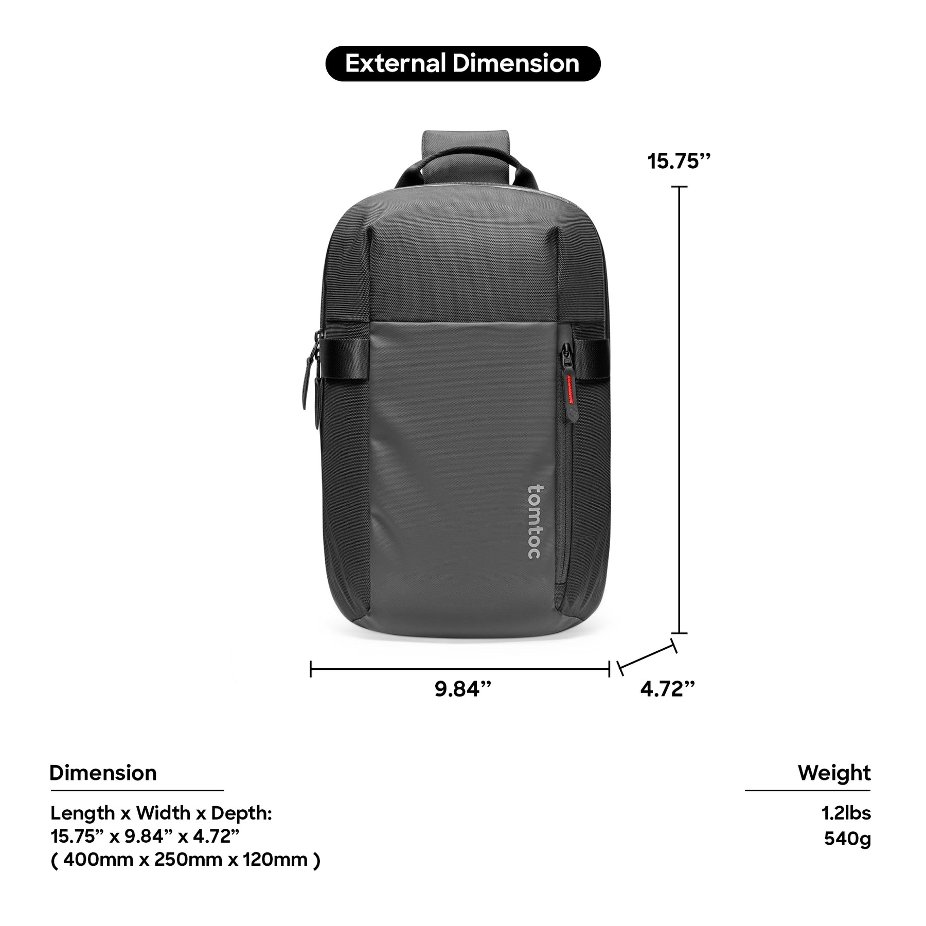 tomtoc 14 Inch Croxbody Shoulder Bag / Sling Bag / Crossbody bag / Men Bag - Gray