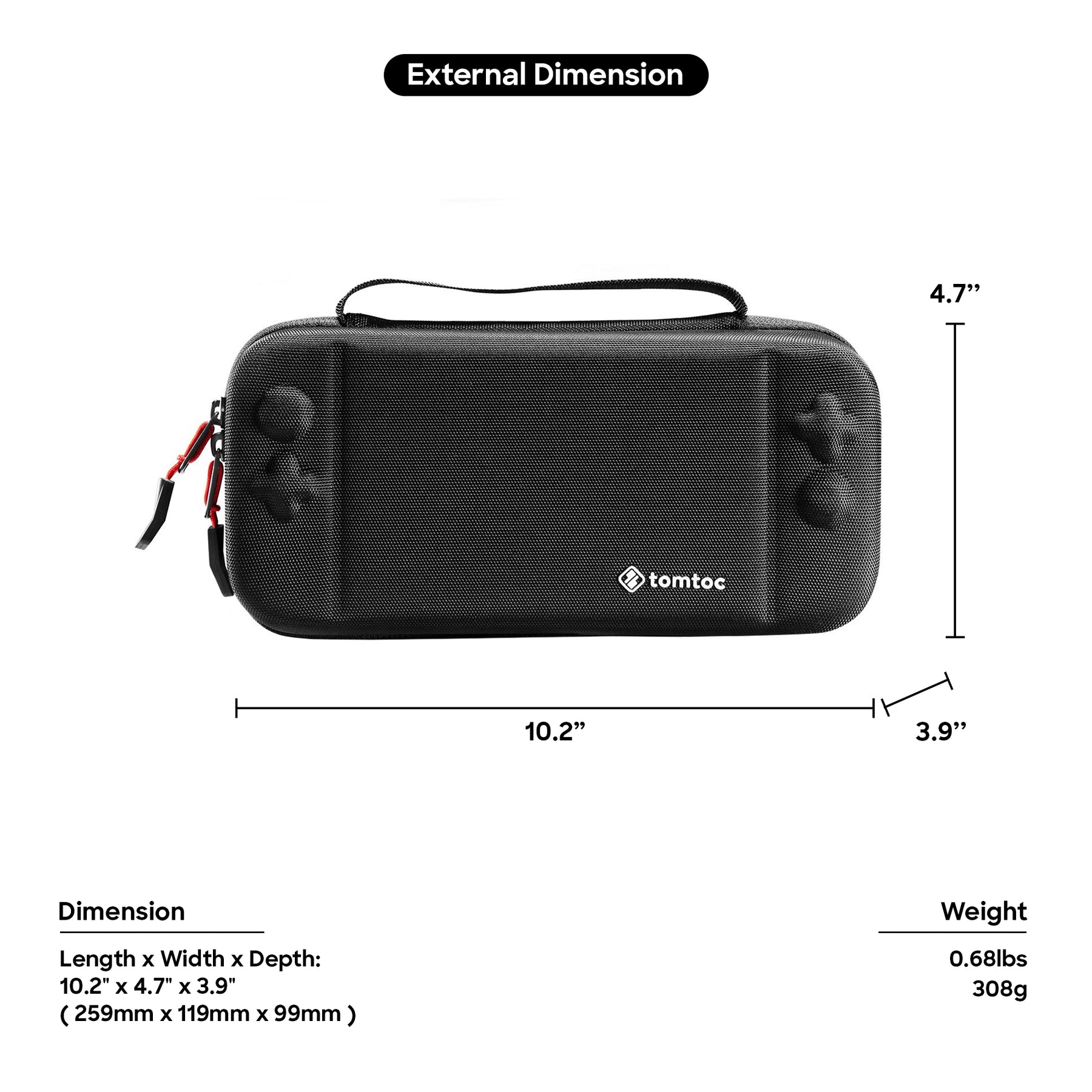 tomtoc Carrying Case Travel Nintendo Switch Case with Pocket - Nintendo Switch / OLED - Gray