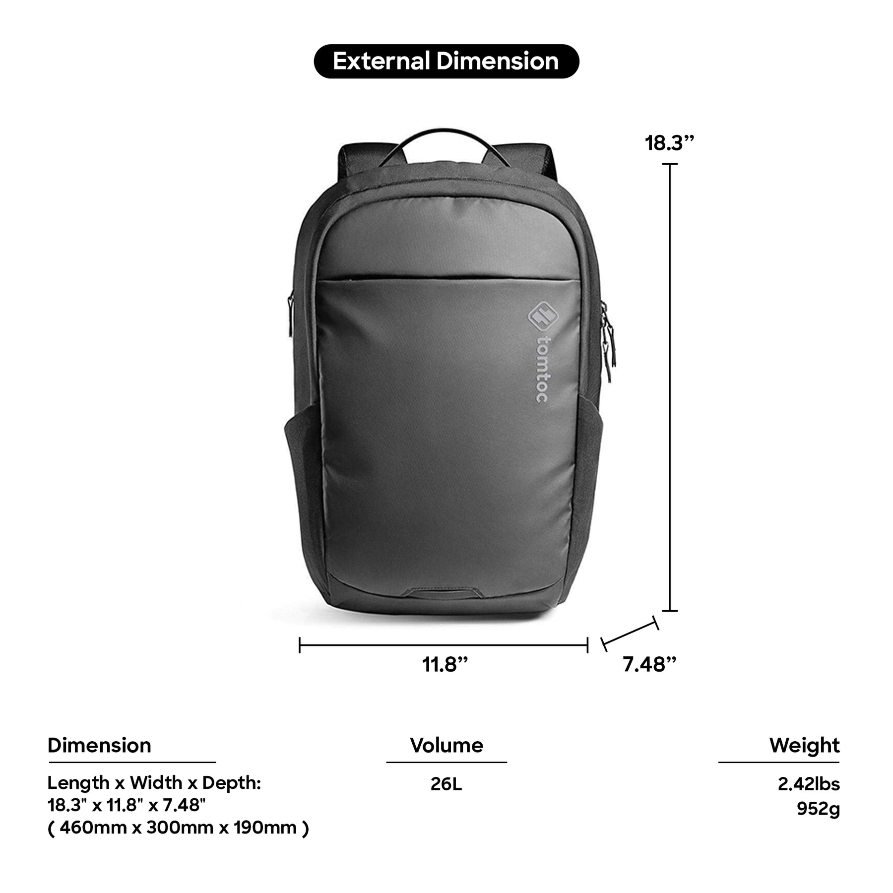 tomtoc Premium Urban-T68 Laptop Backpack 15.6 Inch