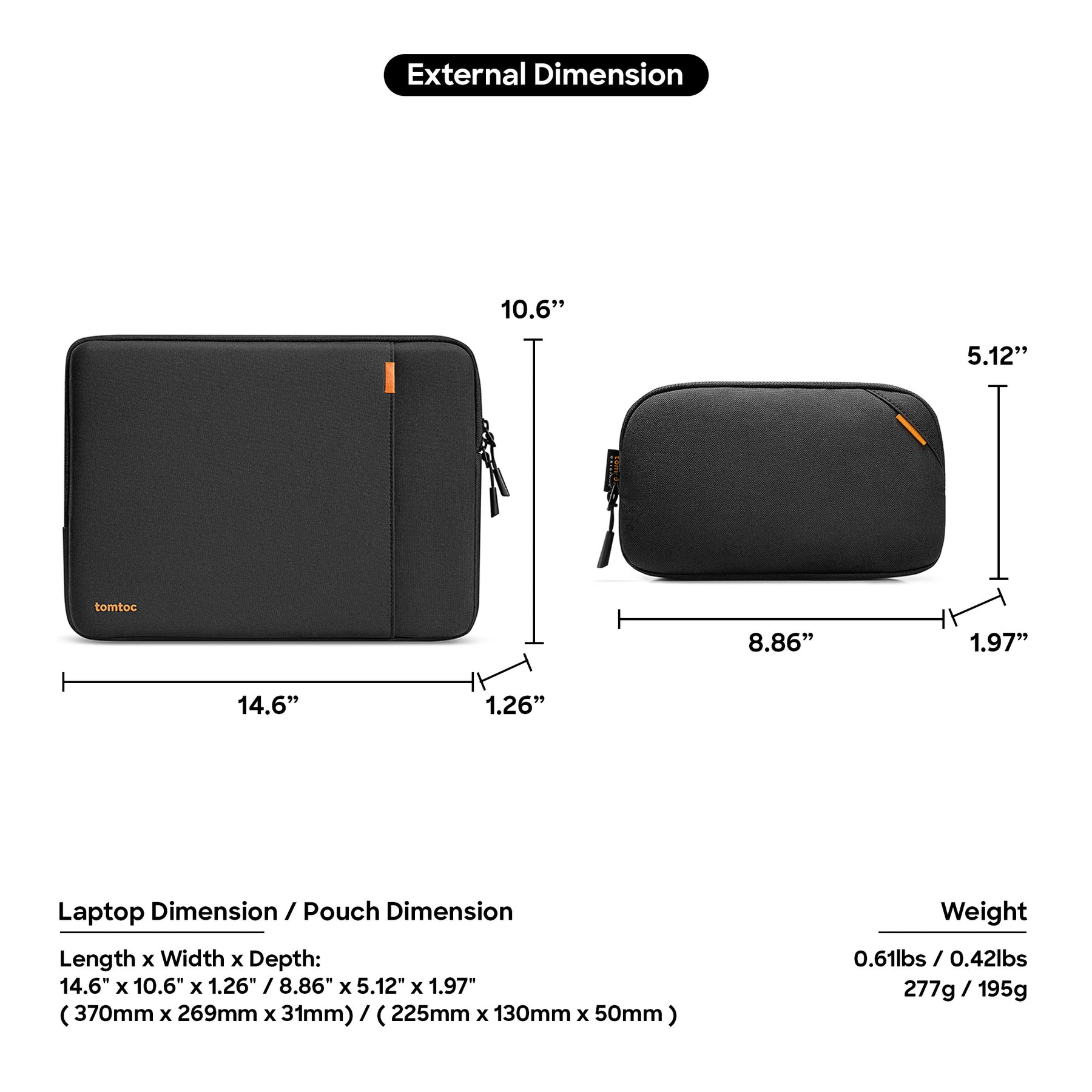 tomtoc Defender-A13 Laptop Sleeve Kit For MacBook Air 15 inch