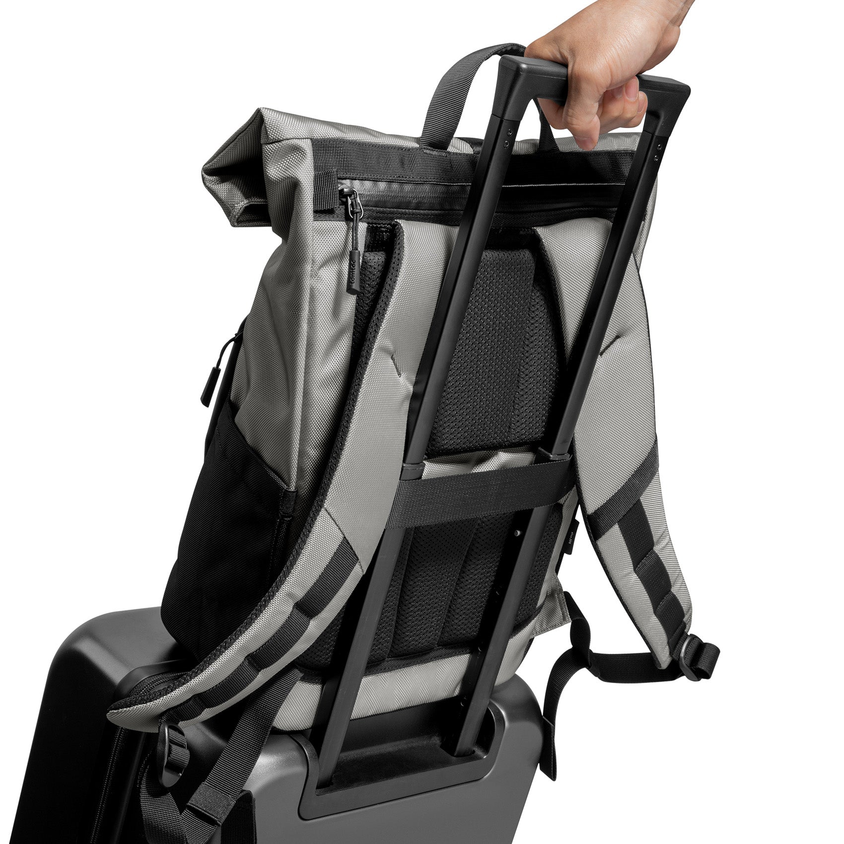 tomtoc 15.6 Inch Rolltop Adjustable Capacity Laptop Backpack - Gray