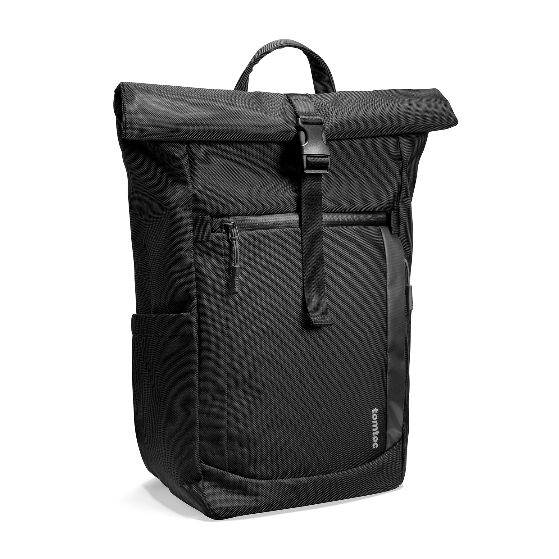 tomtoc 15.6 Inch Rolltop Adjustable Capacity Laptop Backpack - Black