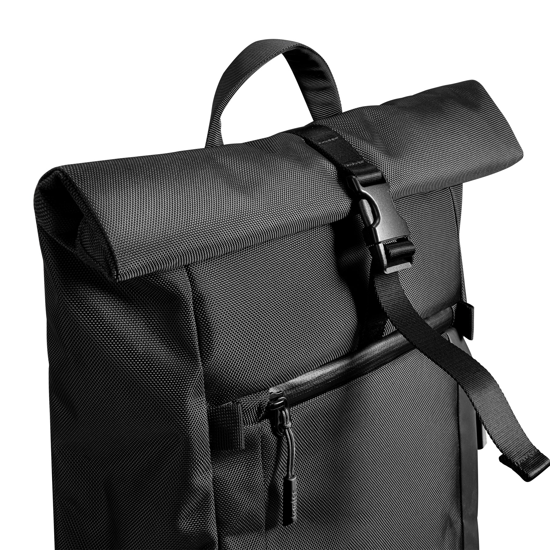 tomtoc 15.6 Inch Rolltop Adjustable Capacity Laptop Backpack - Black
