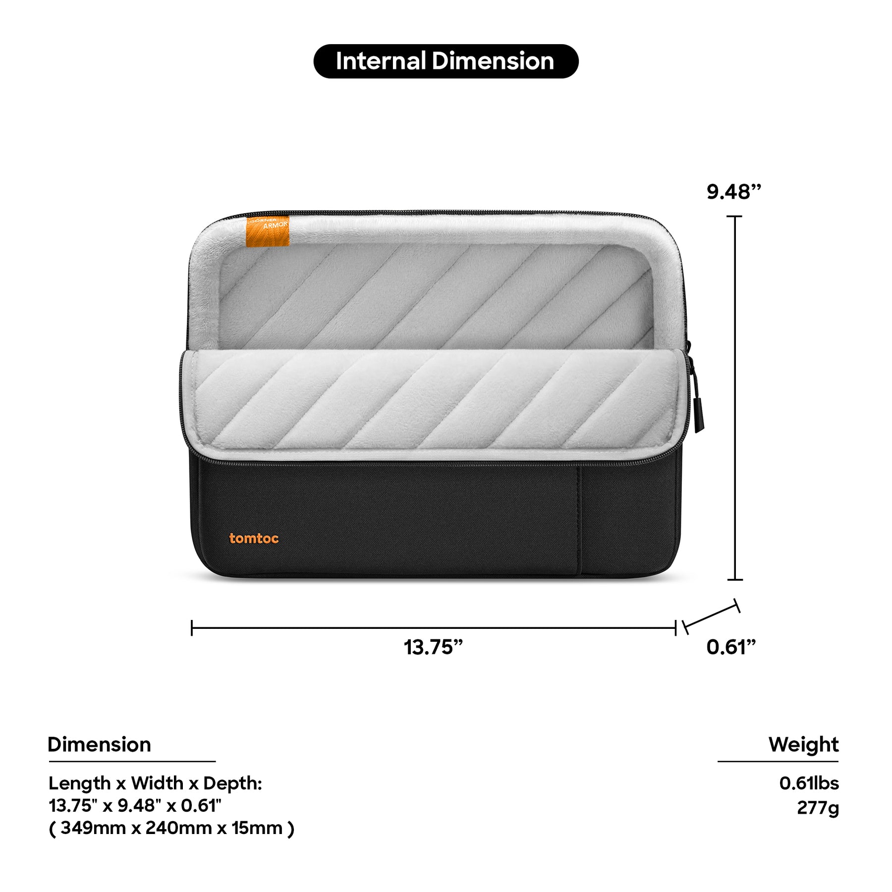 tomtoc Defender-A13 Laptop Sleeve for MacBook Air 15 Inch
