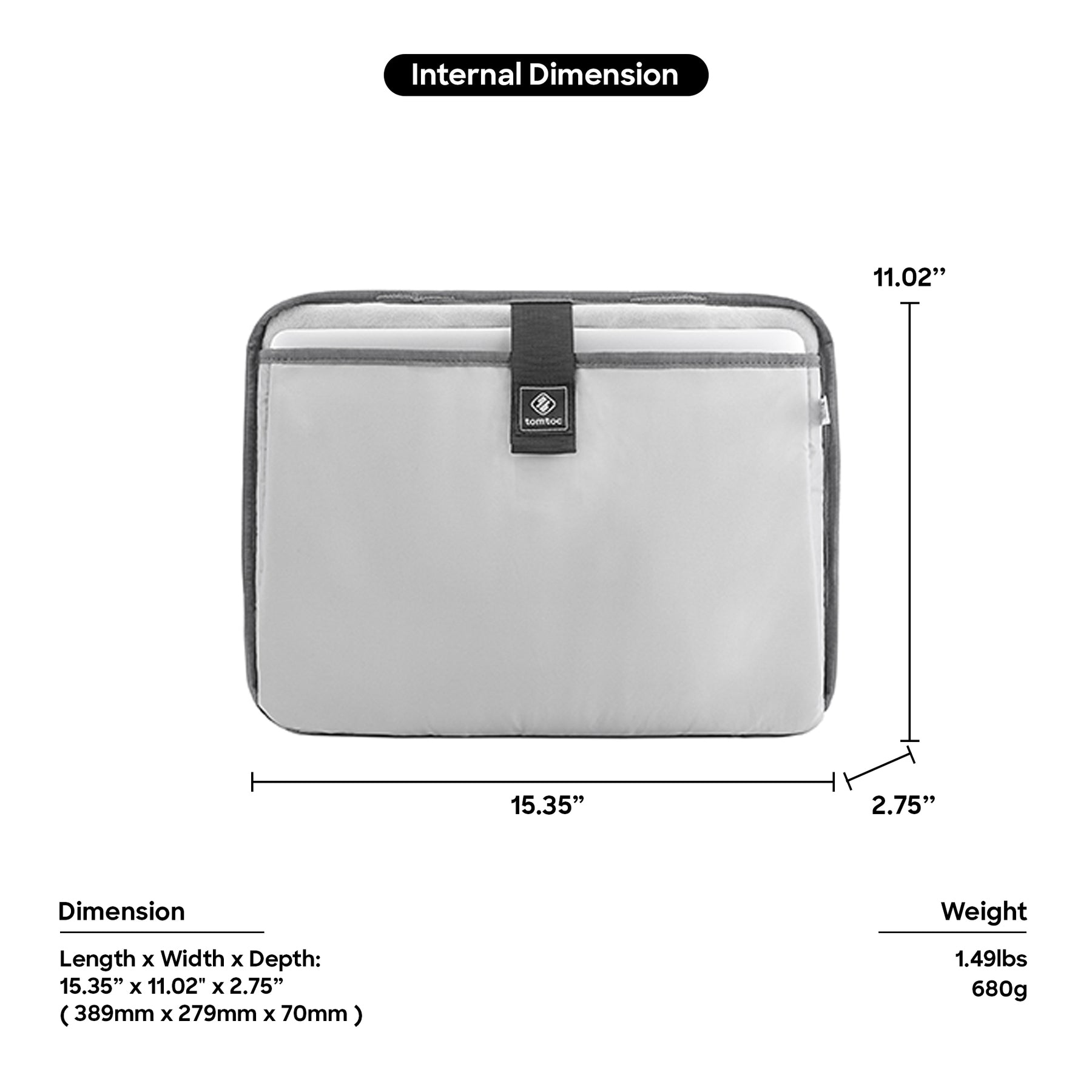 tomtoc 15.6 Inch Casual Laptop Messenger Bag / Business Shoulder Bag - Black