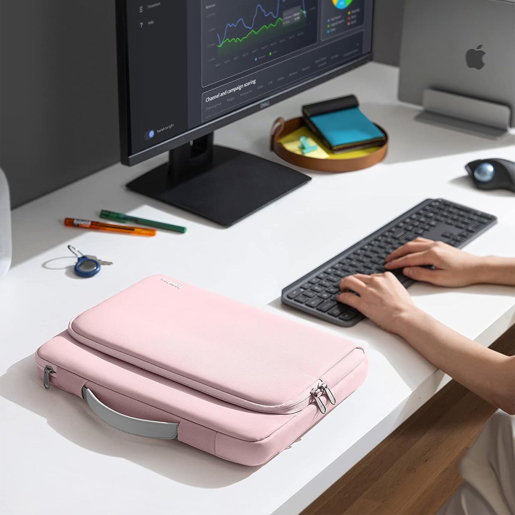 tomtoc 13 Inch Versatile 360 Protective Laptop Briefcase - Pink