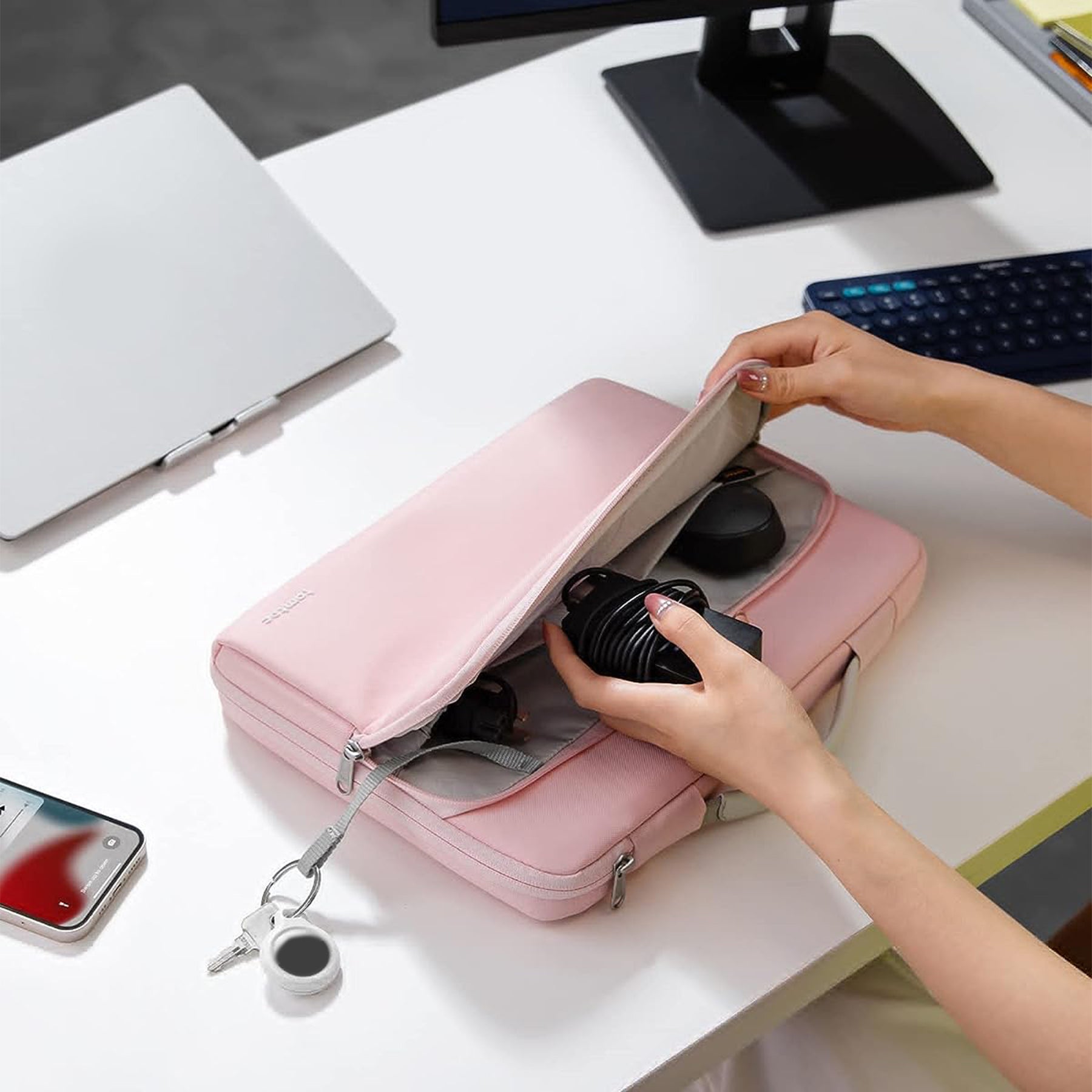 tomtoc 13 Inch Versatile 360 Protective Laptop Briefcase - Pink