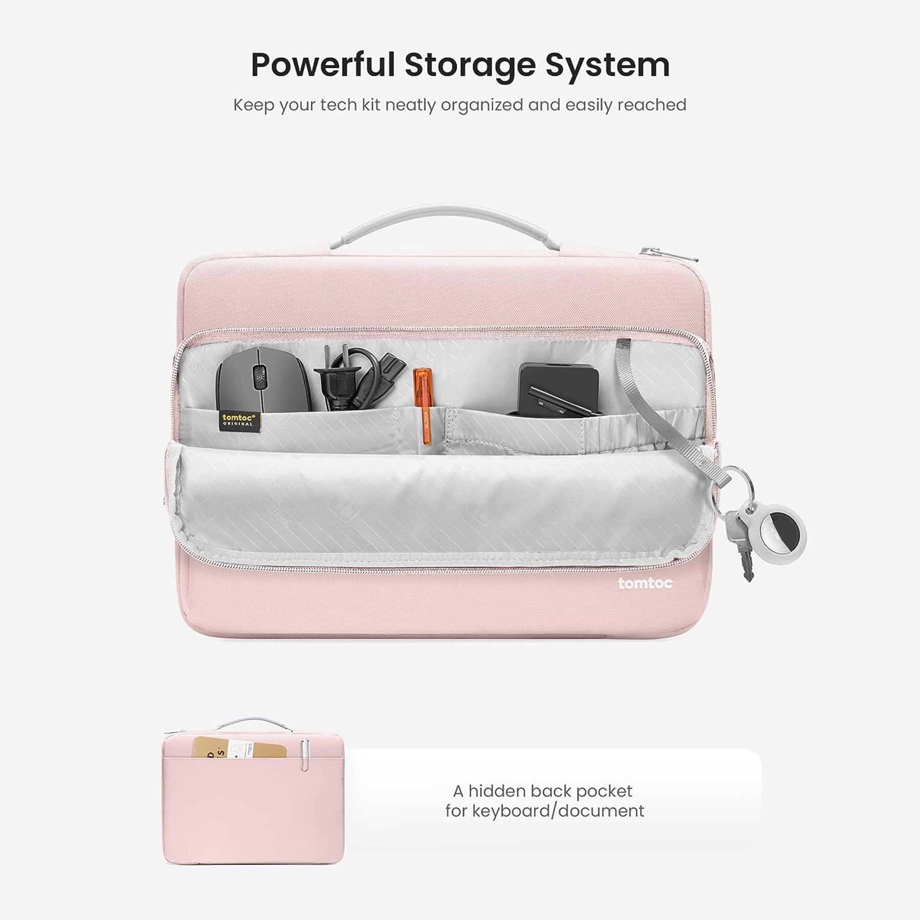 tomtoc 13 Inch Versatile 360 Protective Laptop Briefcase - Pink