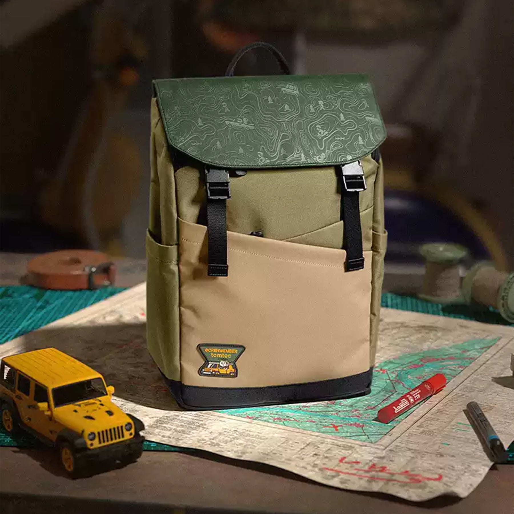tomtoc G-Crew 16 Inch Flap Lightweight & Water-Resistant Laptop Backpack - Green