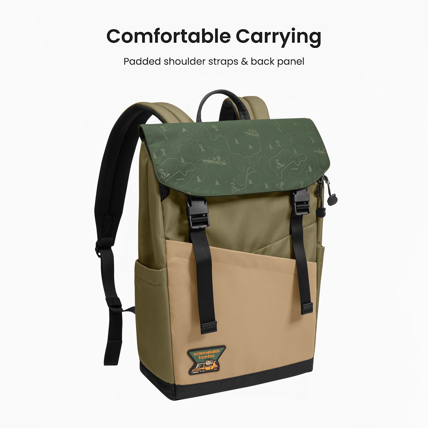 tomtoc G-Crew 16 Inch Flap Lightweight & Water-Resistant Laptop Backpack - Green