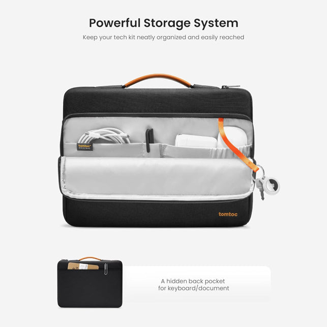 tomtoc 14 Inch Versatile 360 Protective Macbook Sleeve Briefcase - Black