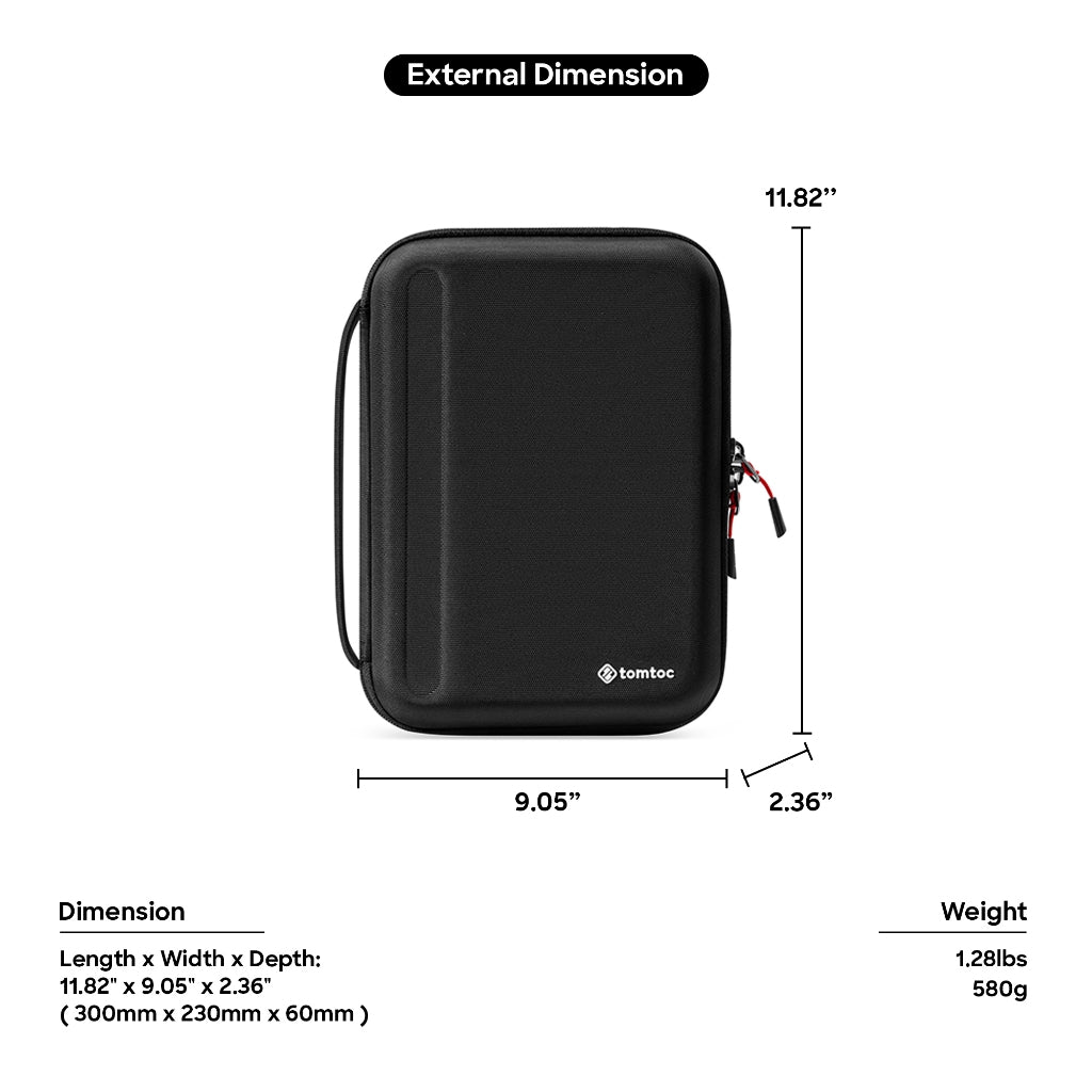 tomtoc 11 Inch Plus Tablet Padfolio Eva Case - Gray