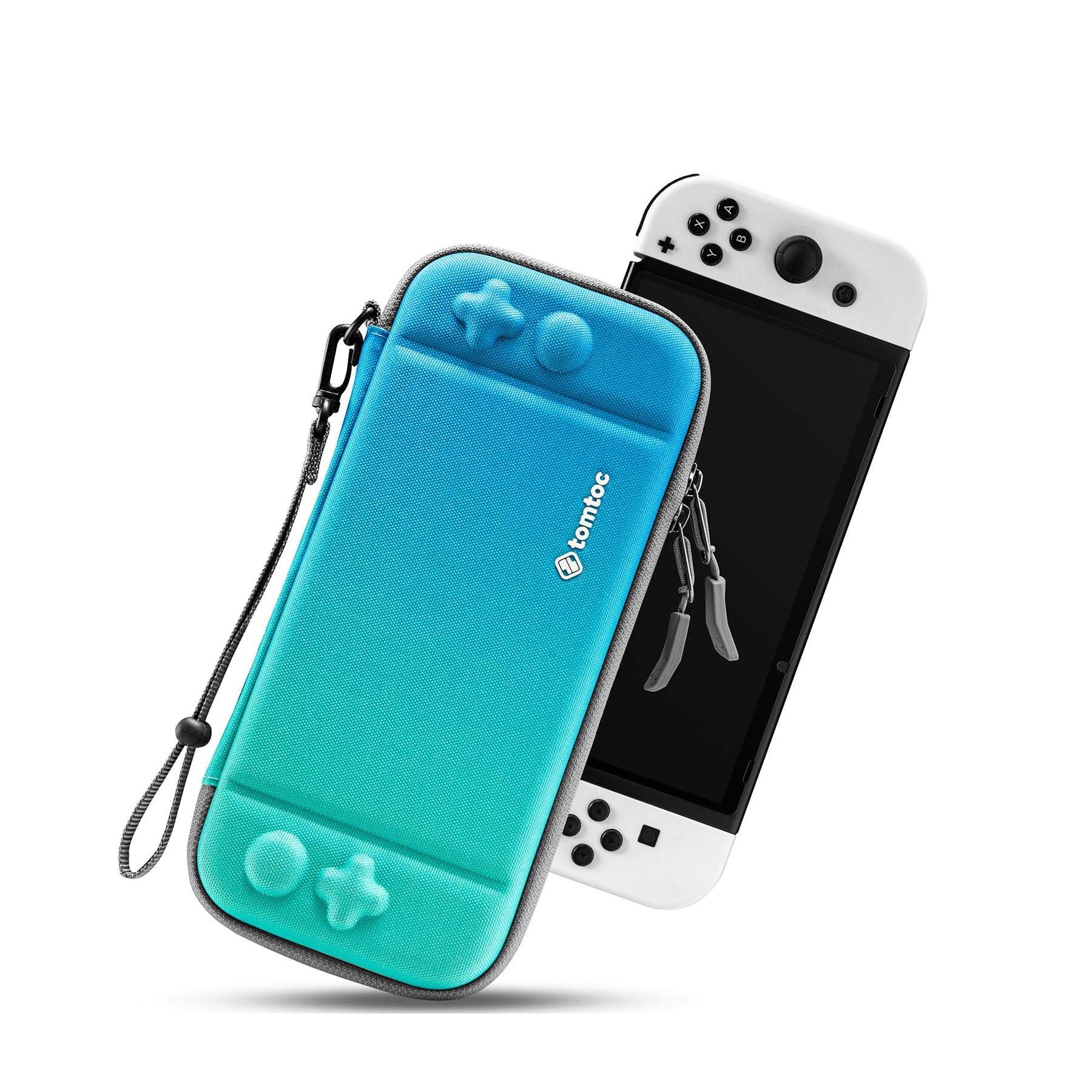 tomtoc Slim Protective Carrying Case with 10 Game Cartridges - Nintendo Switch & OLED Model - Ocean Blue