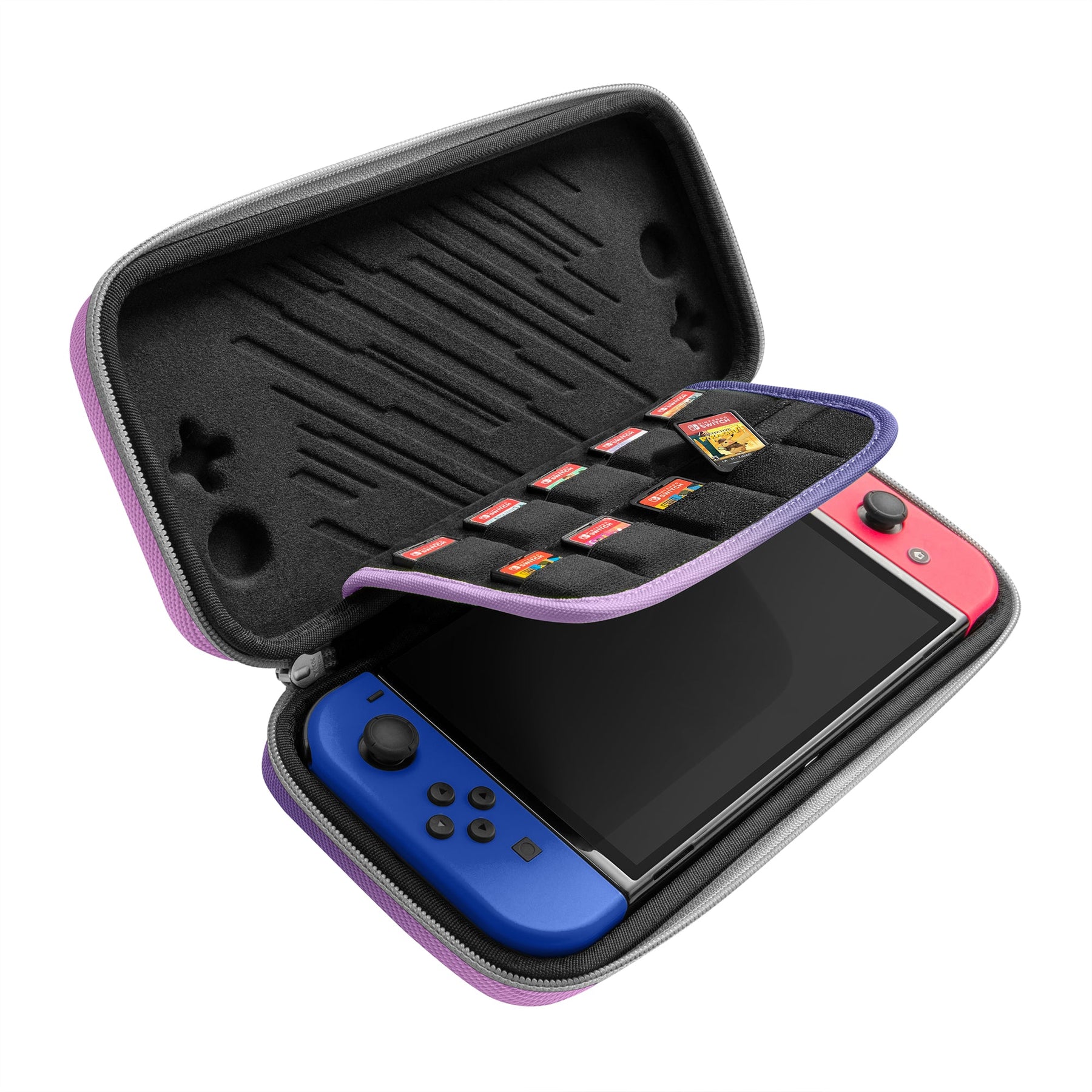 tomtoc Slim Protective Carrying Case with 10 Game Cartridges - Nintendo Switch & OLED Model - Iris Purple