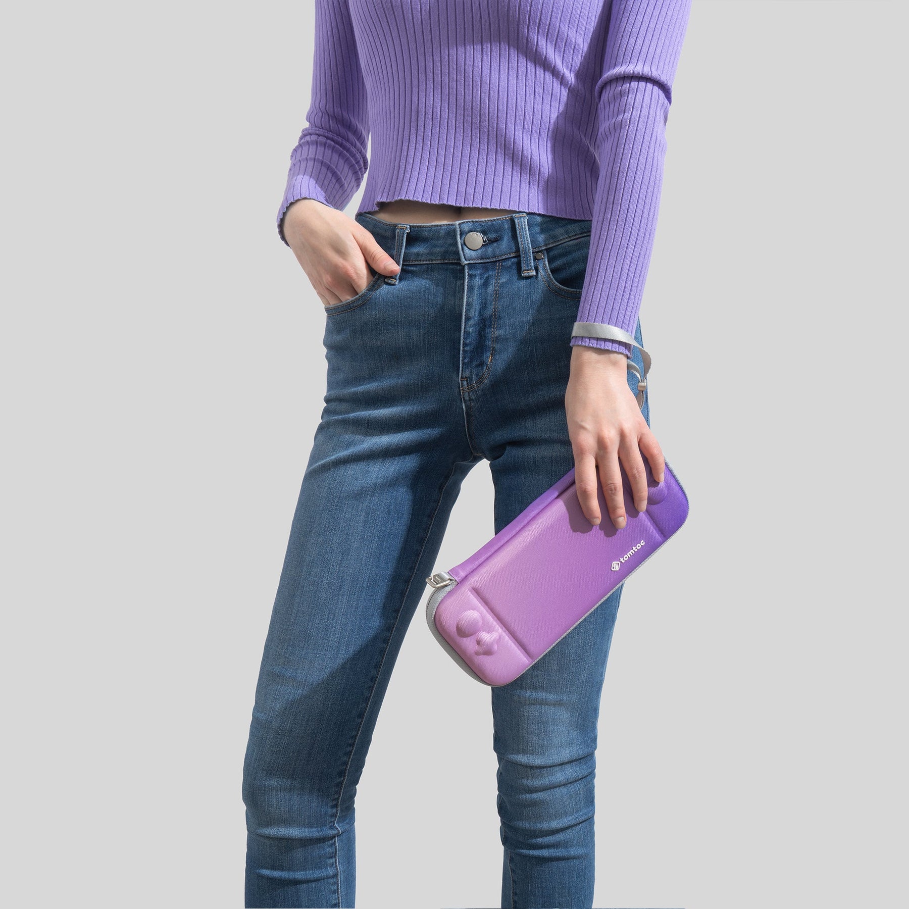 tomtoc Slim Protective Carrying Case with 10 Game Cartridges - Nintendo Switch & OLED Model - Iris Purple