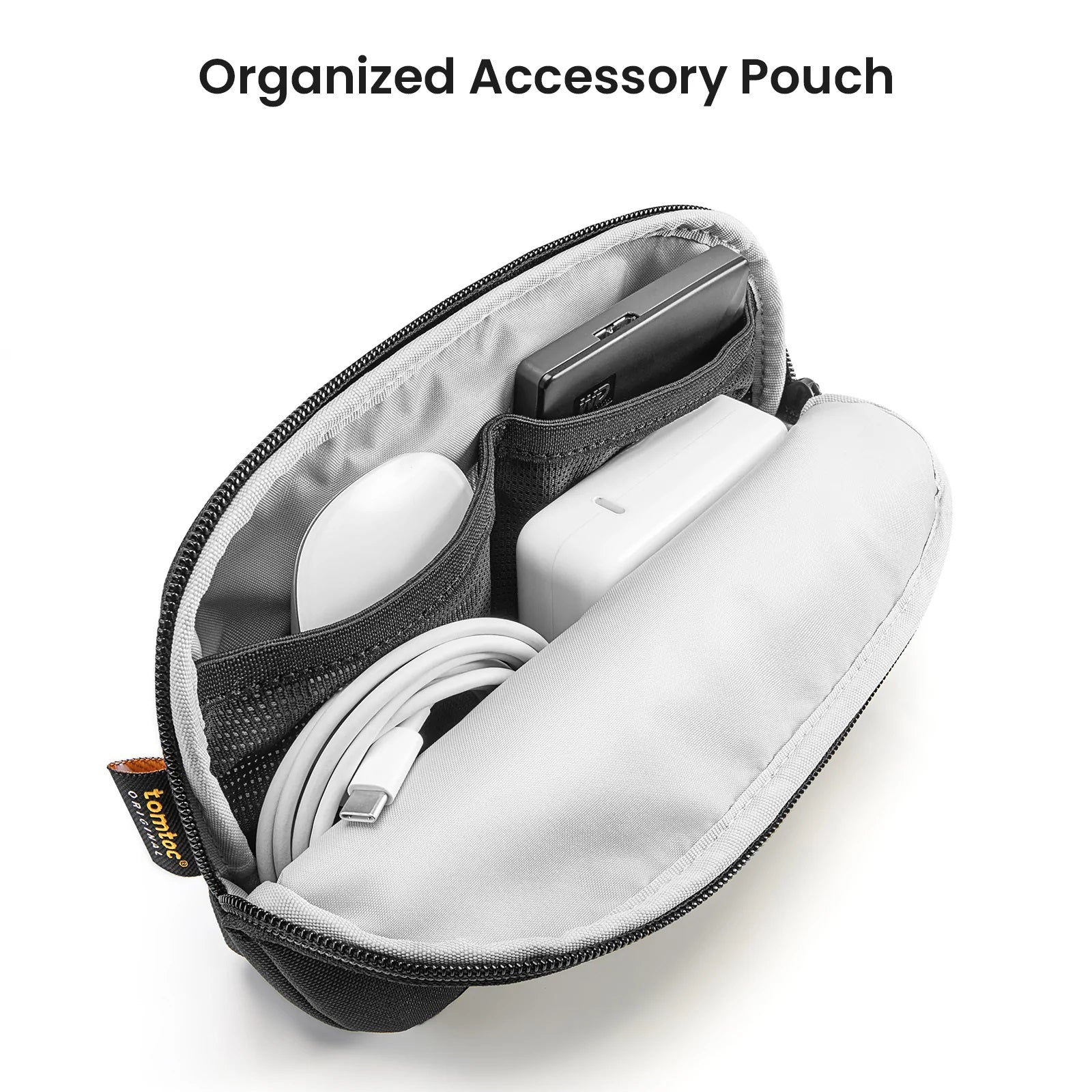 tomtoc Recycled Portable Water-Resistant Storage Bag - Electronic Organizer / Travel Organizer - Black