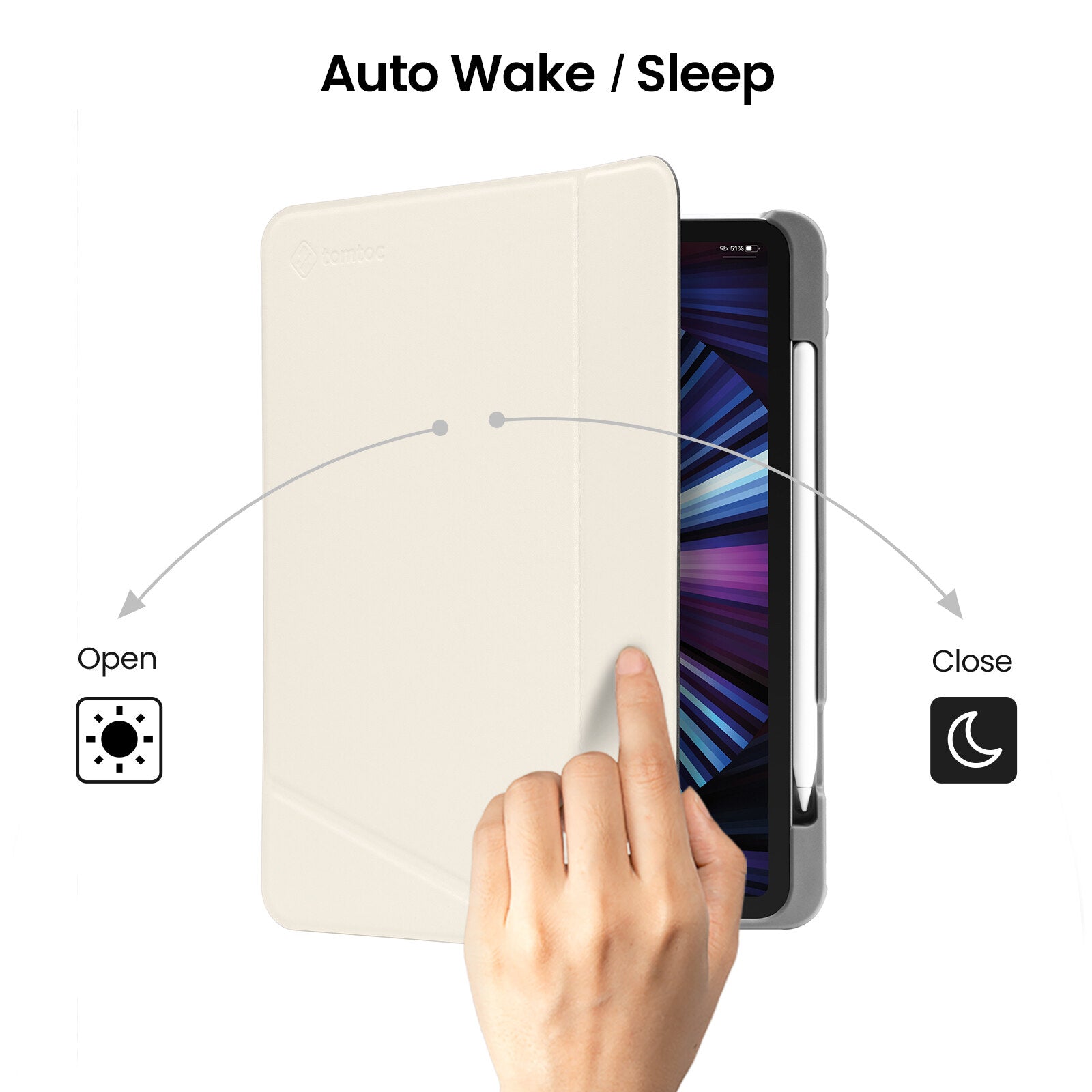 tomtoc 11 Inch Trifold Vertical Case - White