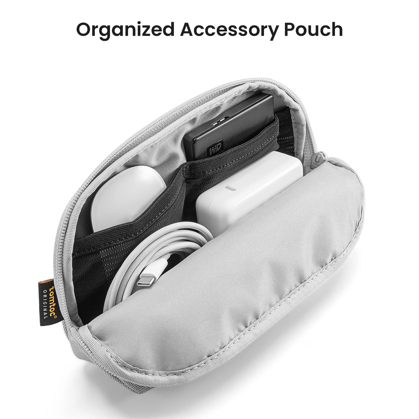 tomtoc Recycled Portable Water-Resistant Storage Bag - Electronic Organizer / Travel Organizer - Gray