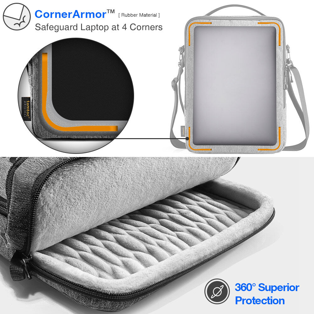 tomtoc DefenderACE-A04 Laptop Gray Shoulder Bag for MacBook Pro 14 Inch