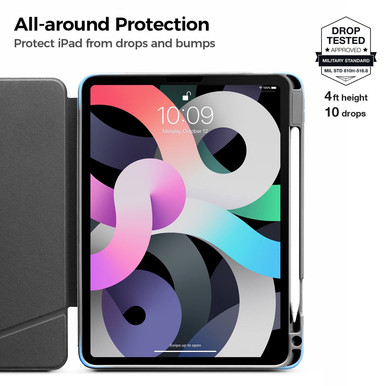 tomtoc 11 Inch Trifold Vertical Case - Blue Mint