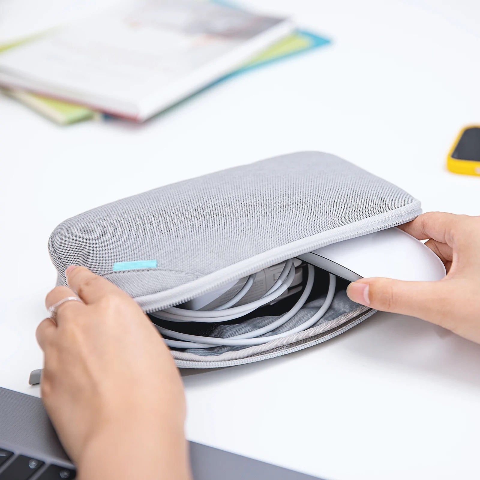 tomtoc Recycled Portable Water-Resistant Storage Bag - Electronic Organizer / Travel Organizer - Gray